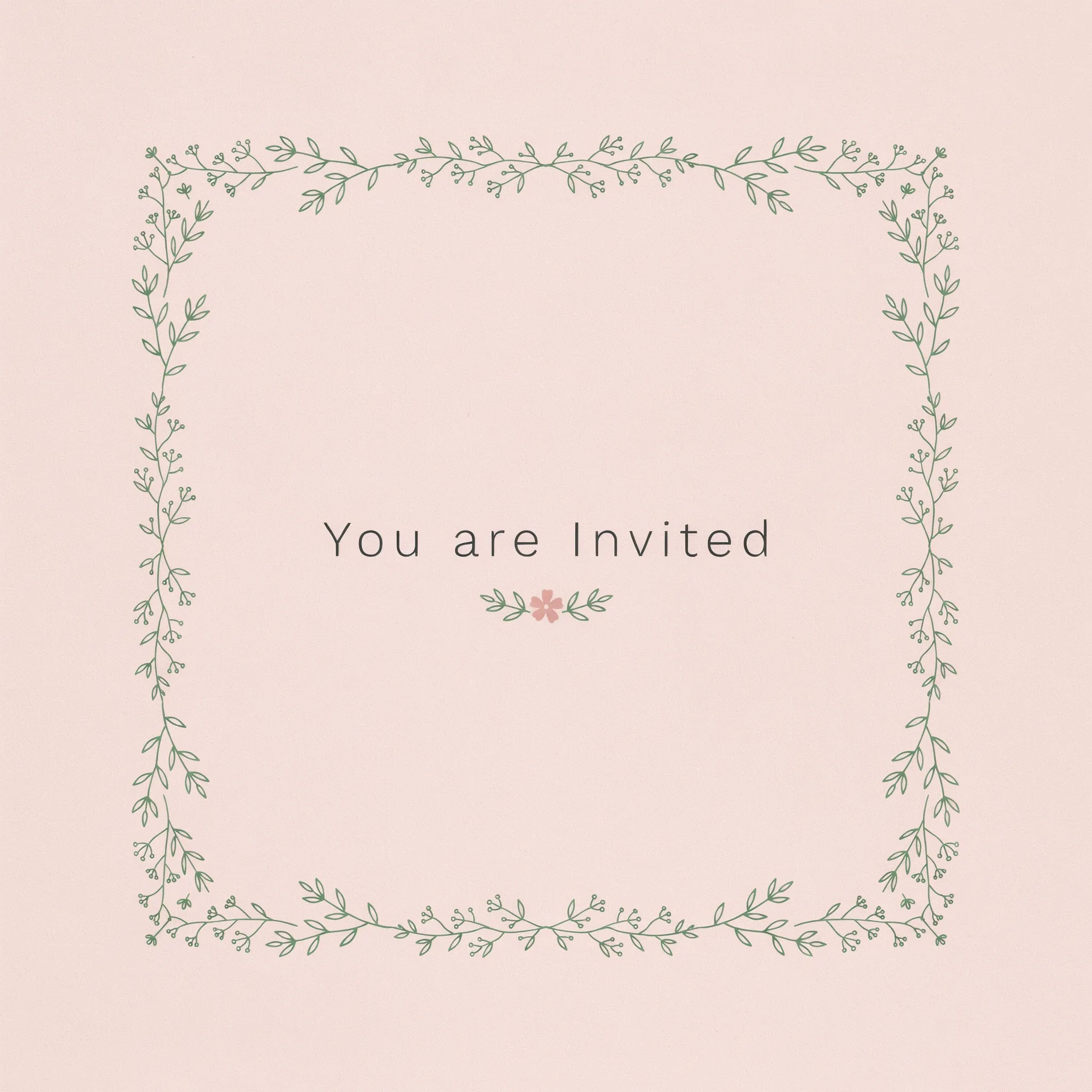 Minimal invitation eCard with clean type and a thin botanical border