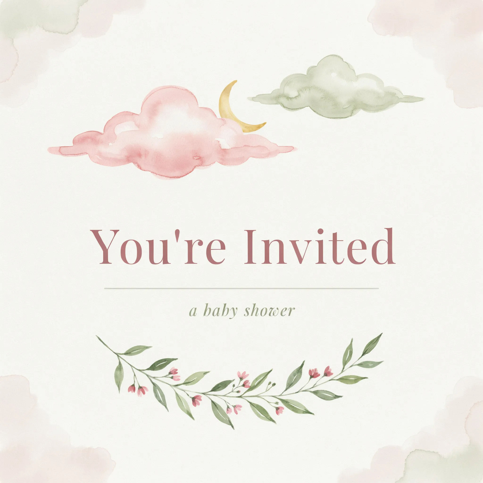 Pastel watercolor baby shower email invitation