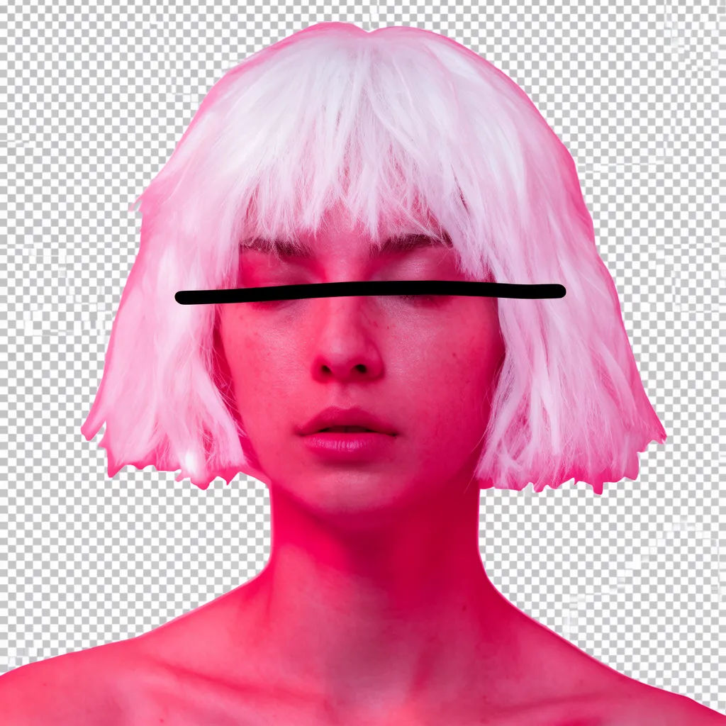 Head cutout placed on a flat coral background