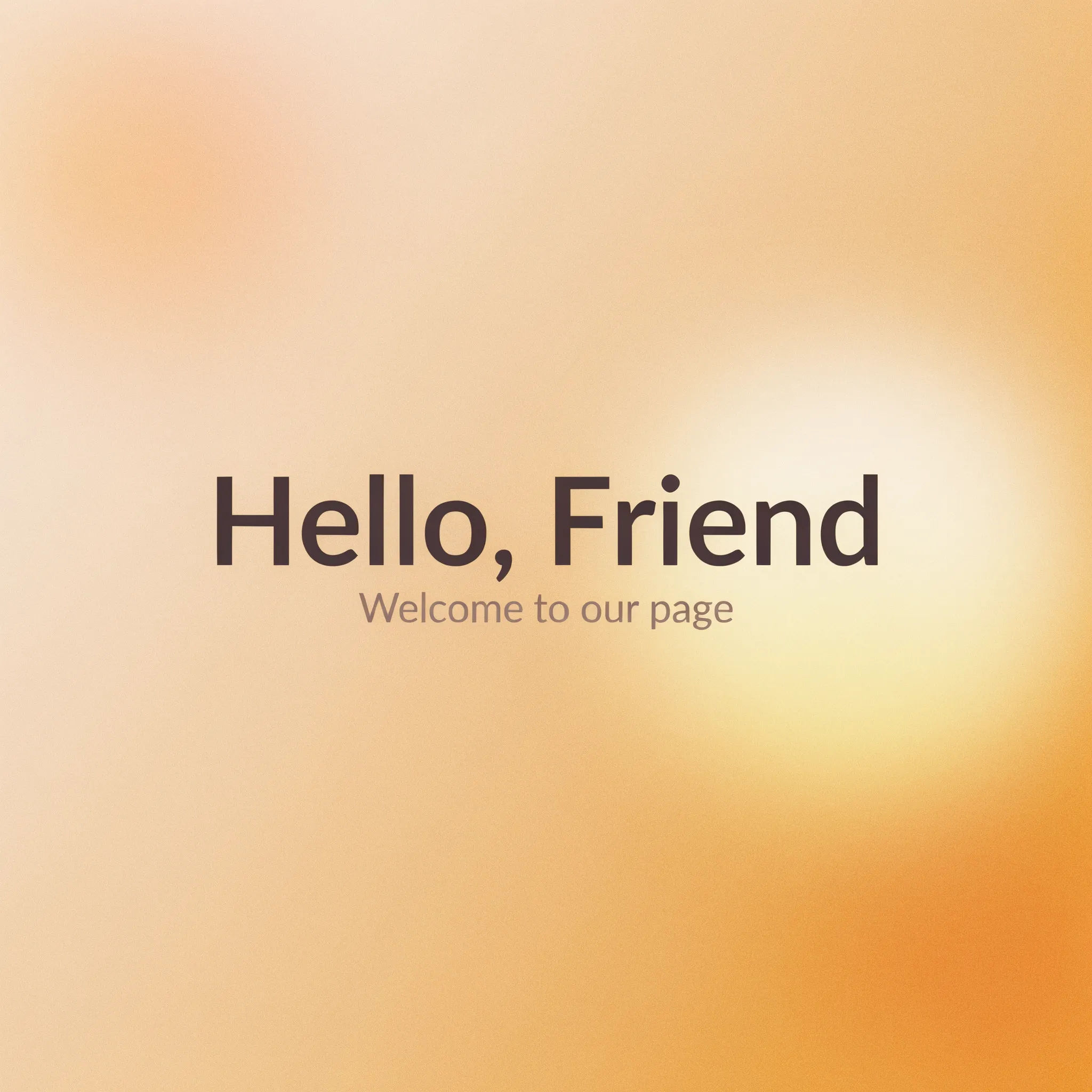 Clean Facebook cover with a warm peach-to-amber gradient and a light flare