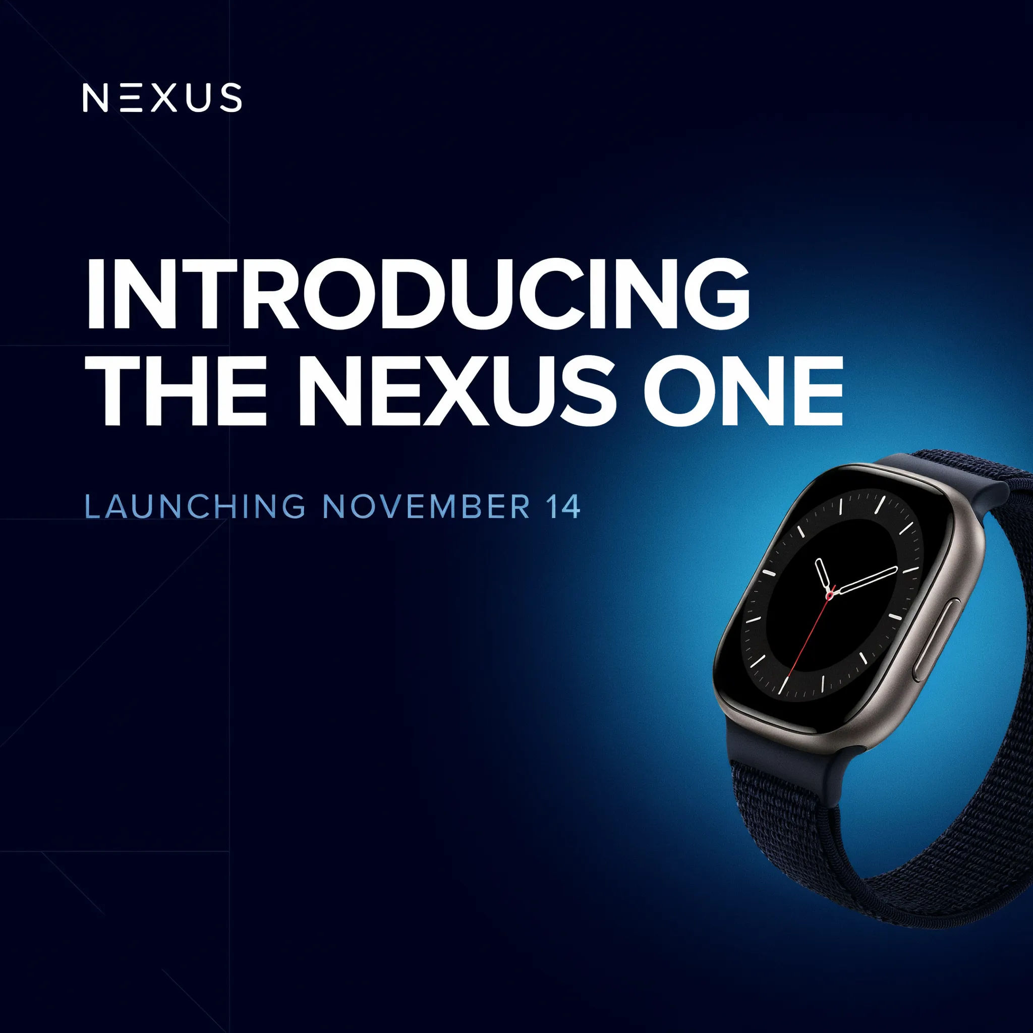 Bold blue Facebook cover for a product launch with a sleek gadget