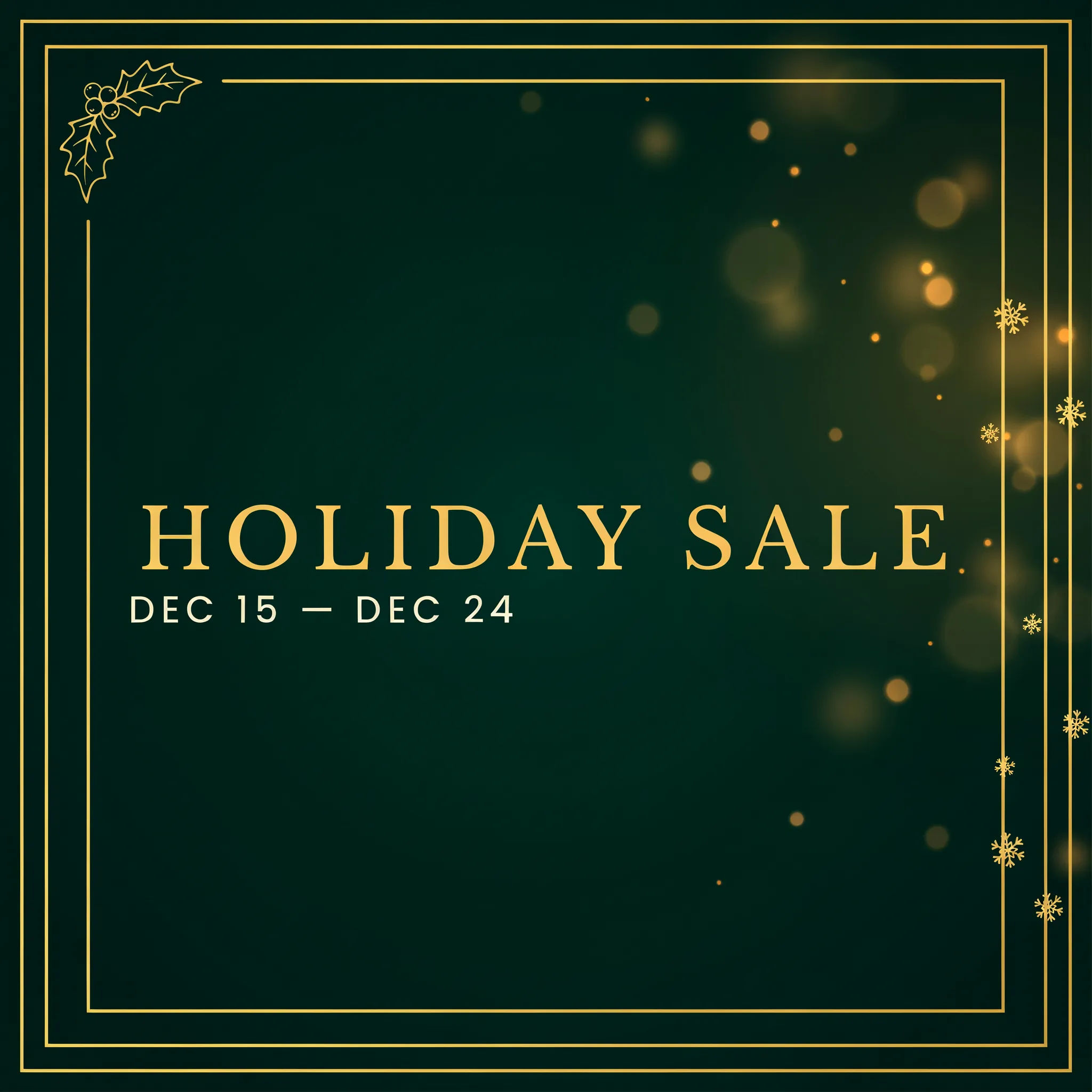 Festive green and gold Facebook cover for a holiday sale