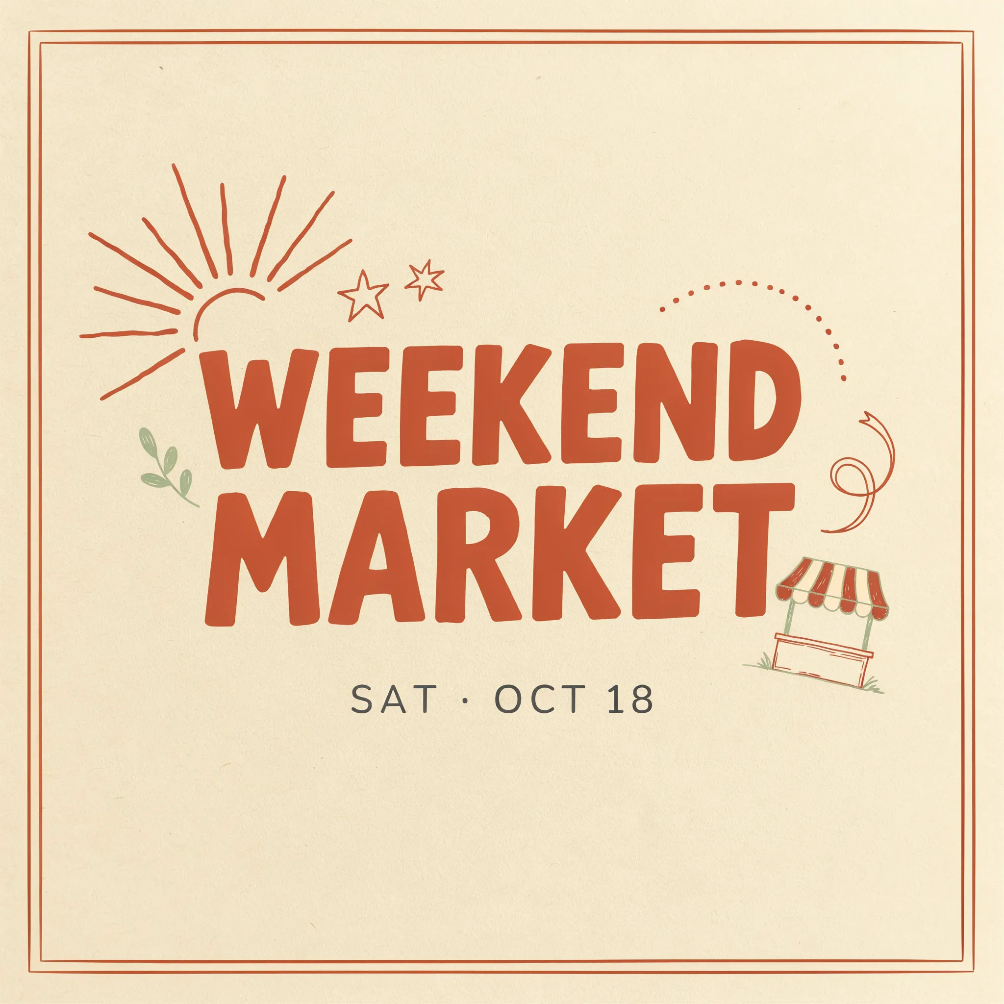 Cheerful Facebook event cover for a weekend pop-up market
