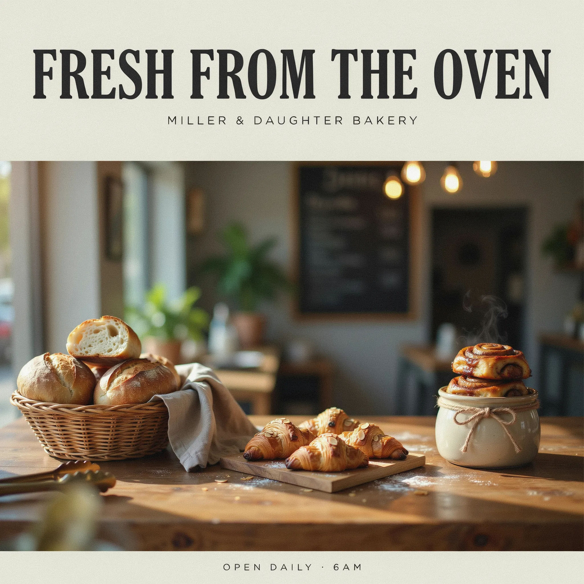 Landscape Facebook post for a local bakery with fresh bread