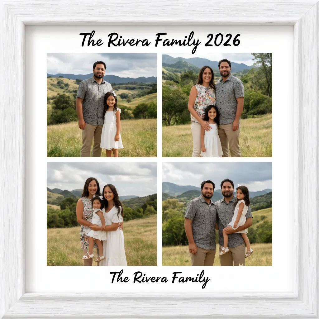 Family collage with a title bar reading The Rivera Family 2026