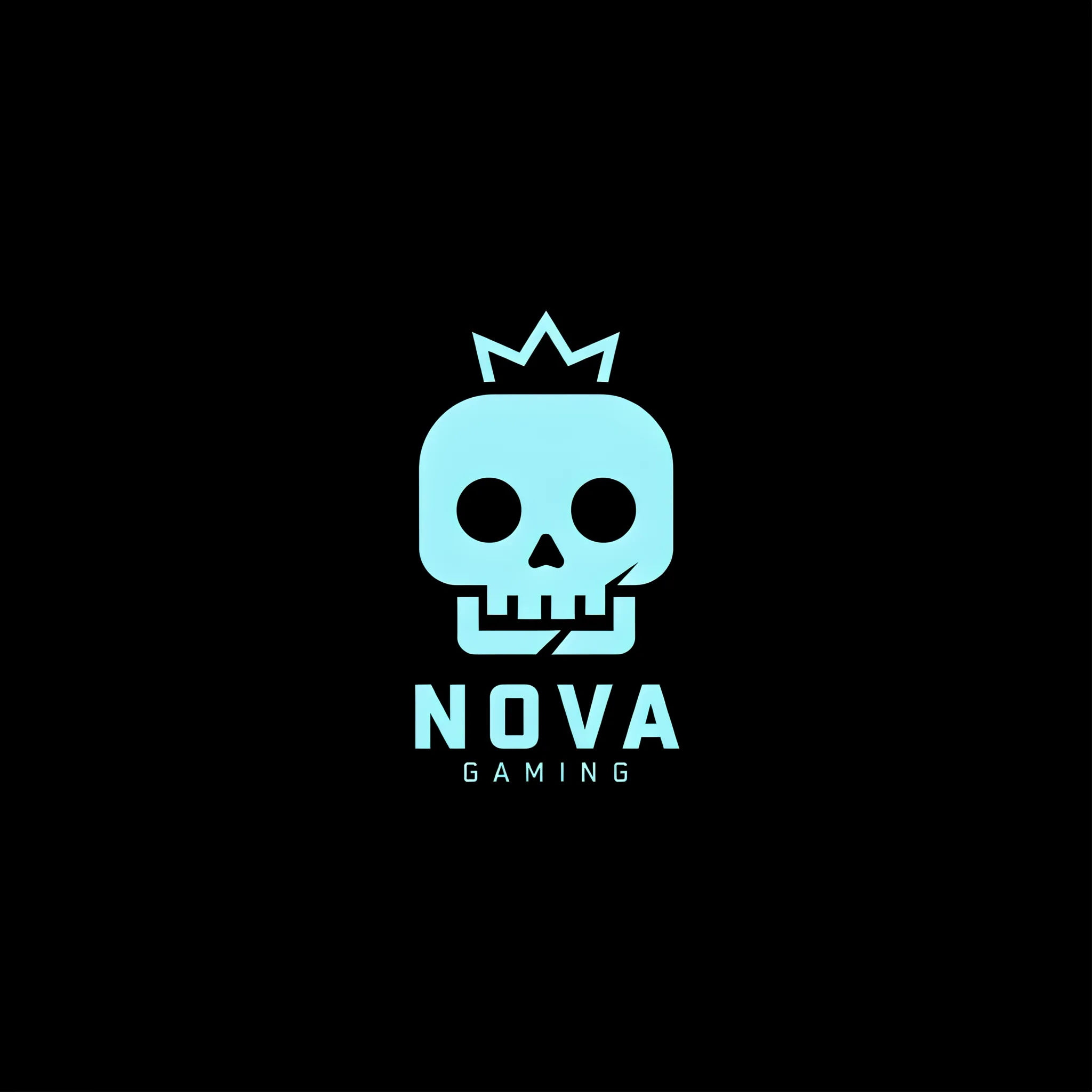 Minimal gaming skull icon in a single accent color on black, avatar-sized