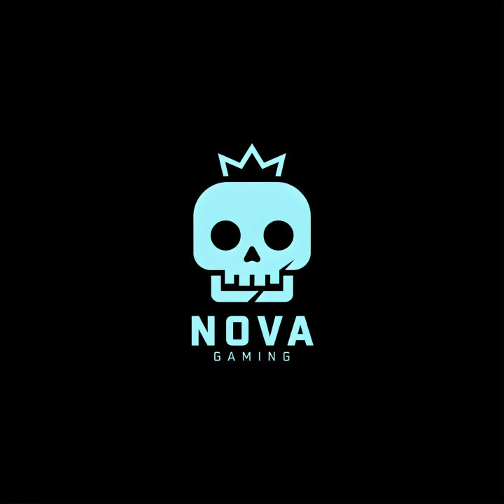 Ícone gamer minimalista de caveira em uma cor de destaque sobre preto, no tamanho de avatar