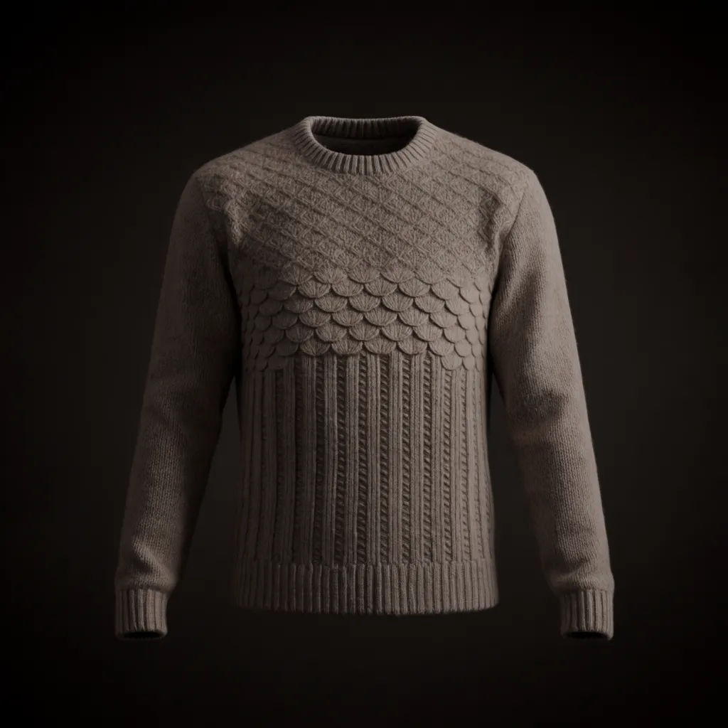 Knit sweater converted from a hanger shot to a ghost mannequin