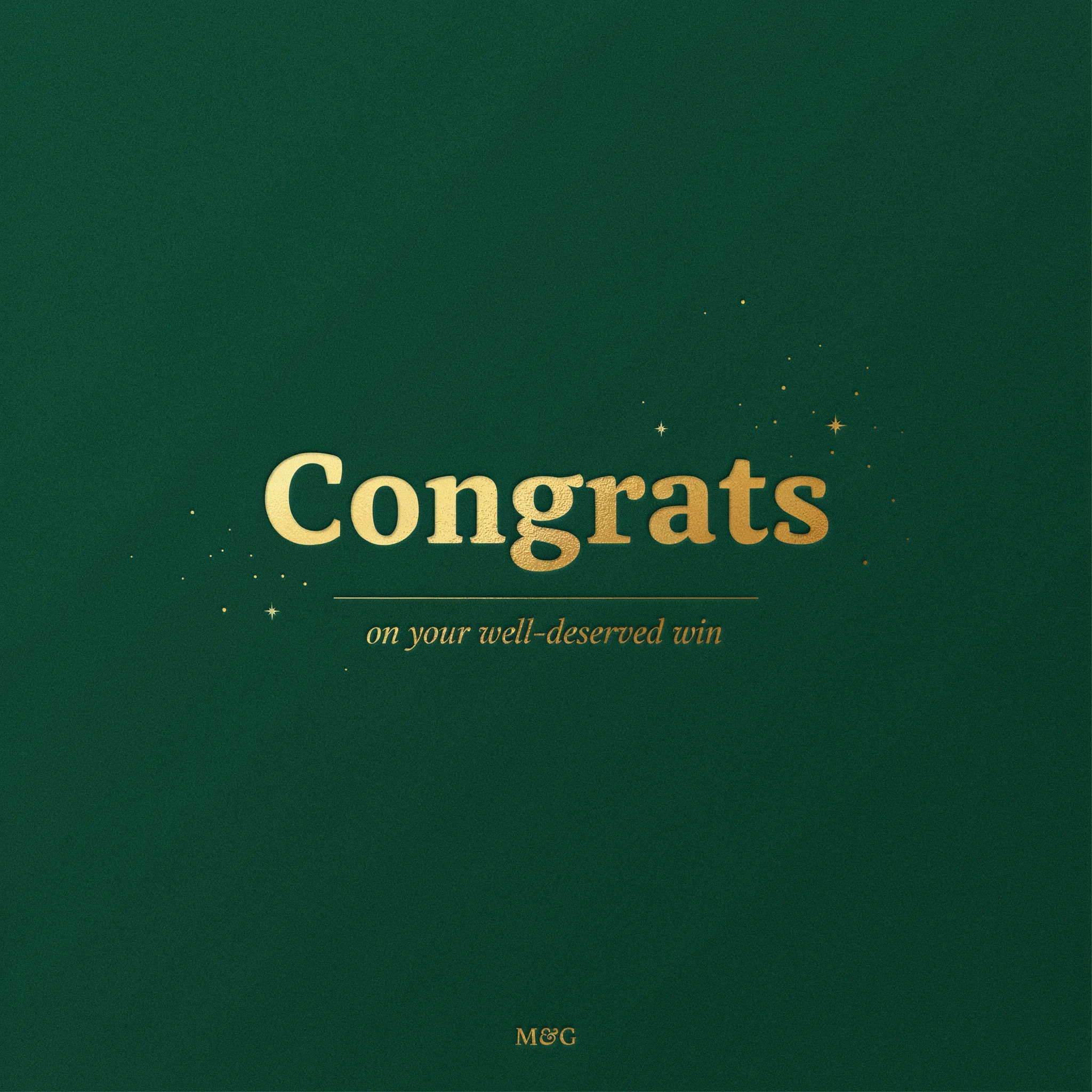Congratulations card with gold foil look on deep green
