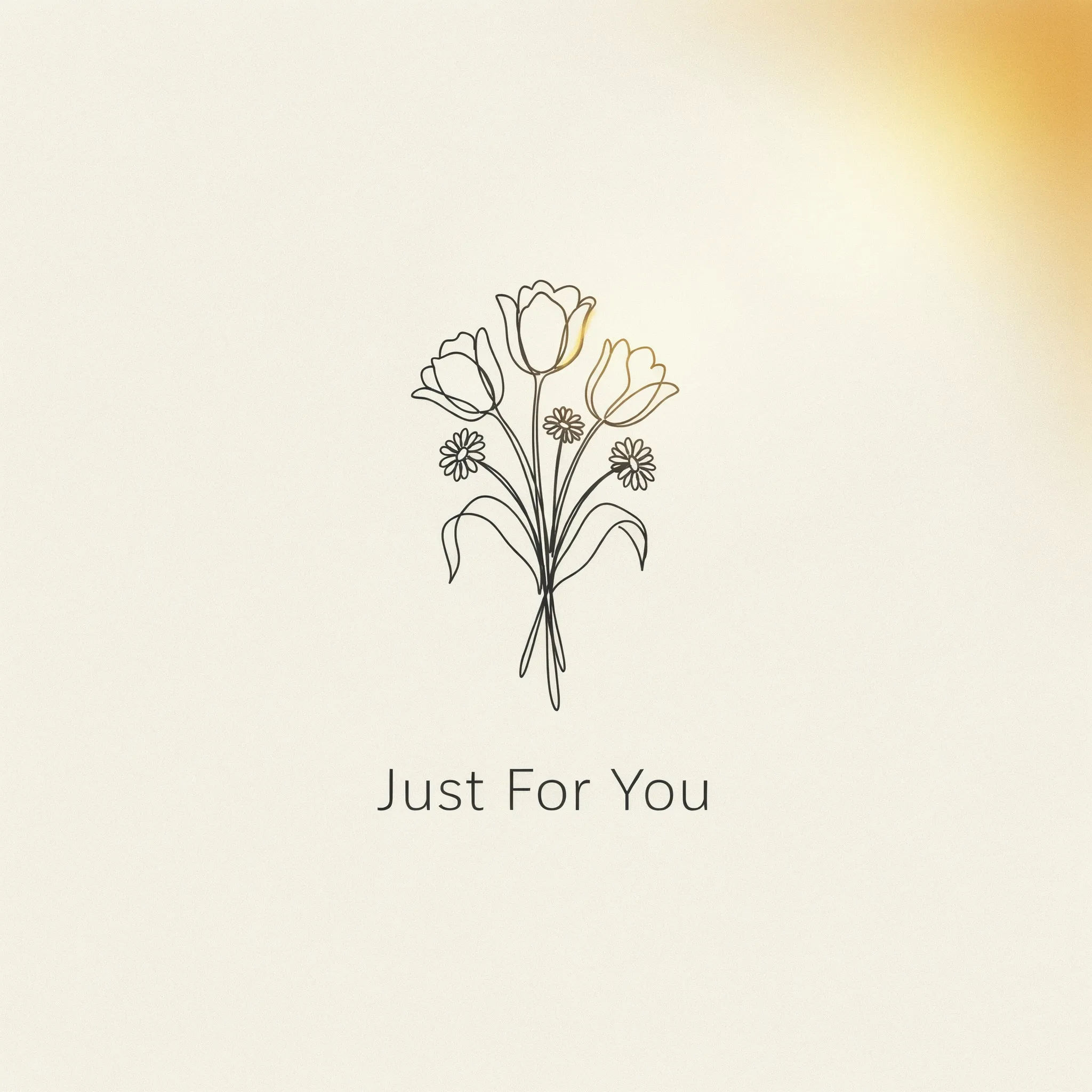 Minimal greeting card with continuous line-art bouquet on off-white