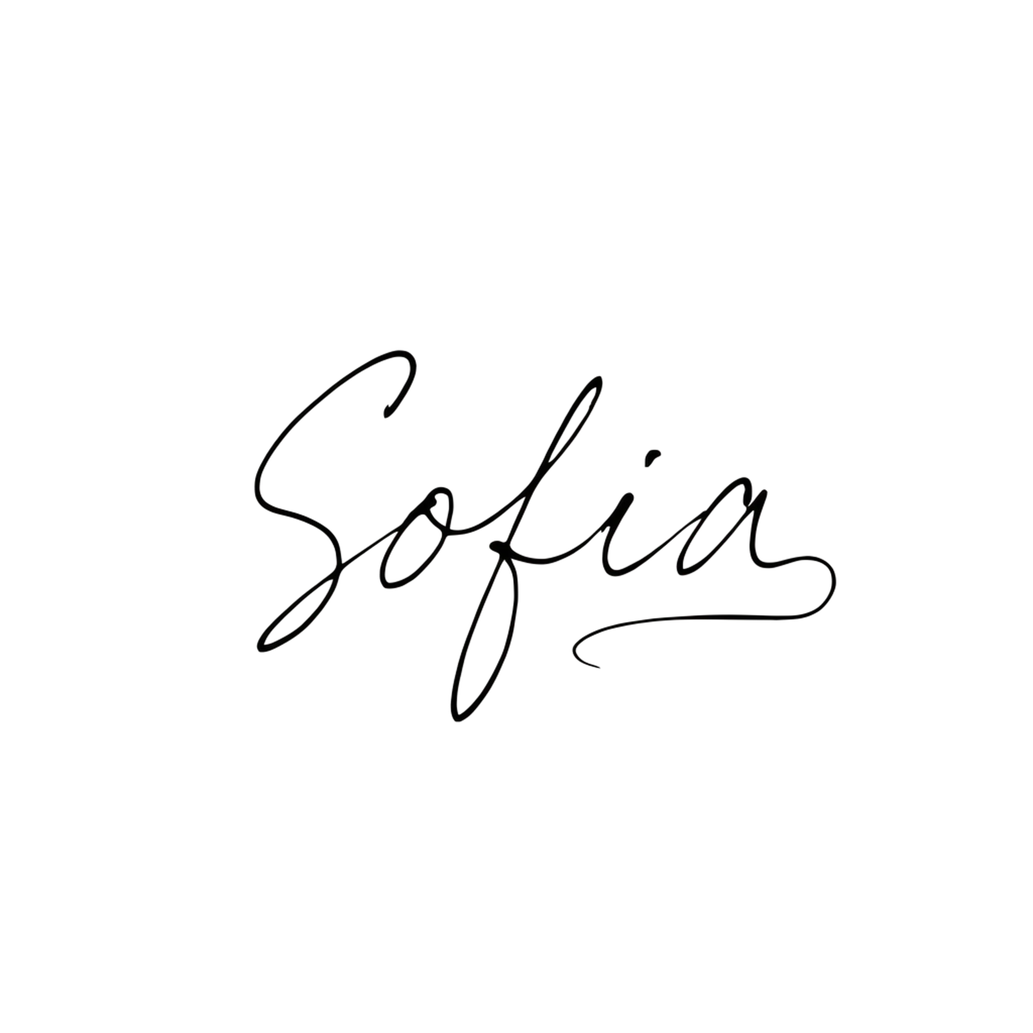 Elegant thin looping signature of the name Sofia