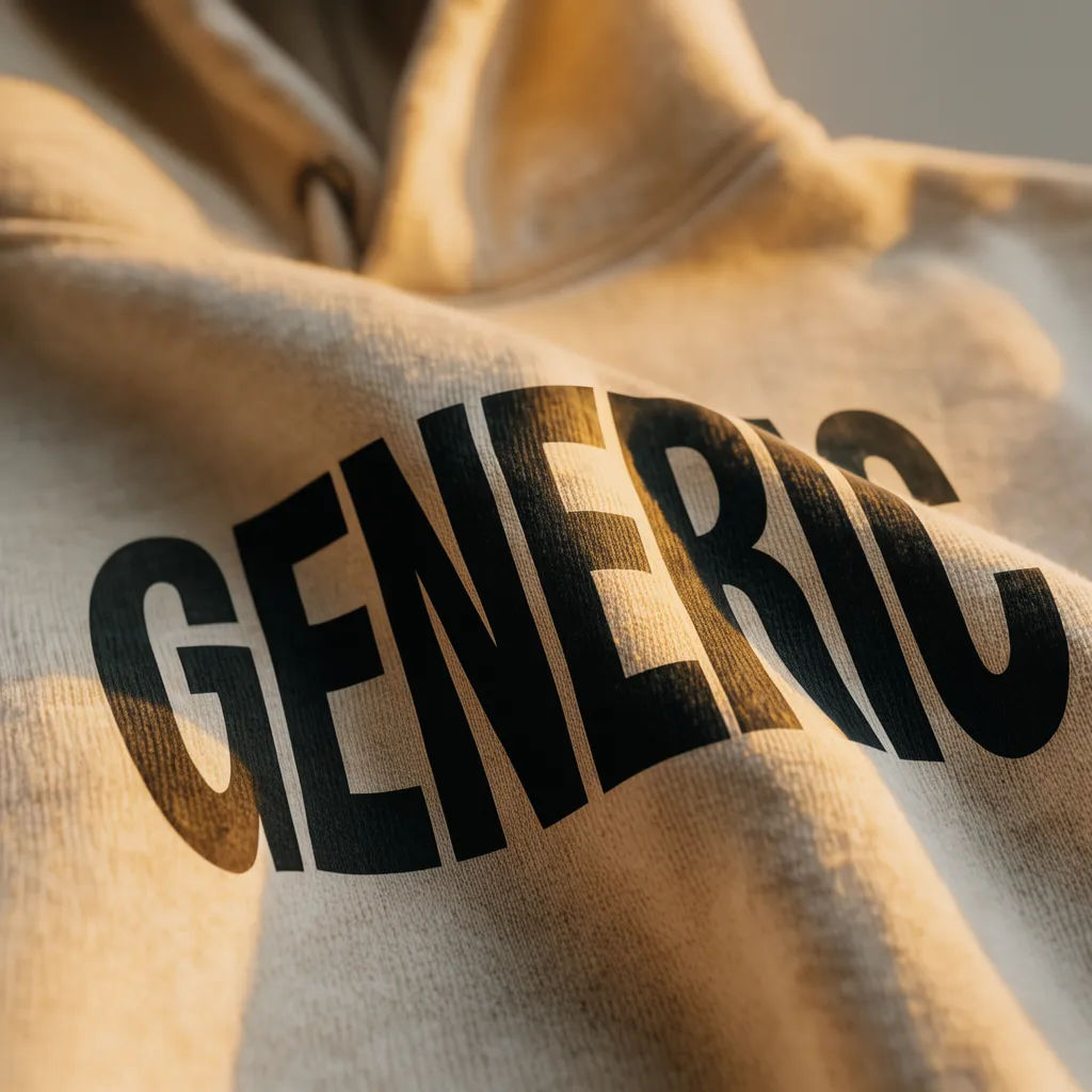 Close-up of a hoodie print showing fabric weave and a fold