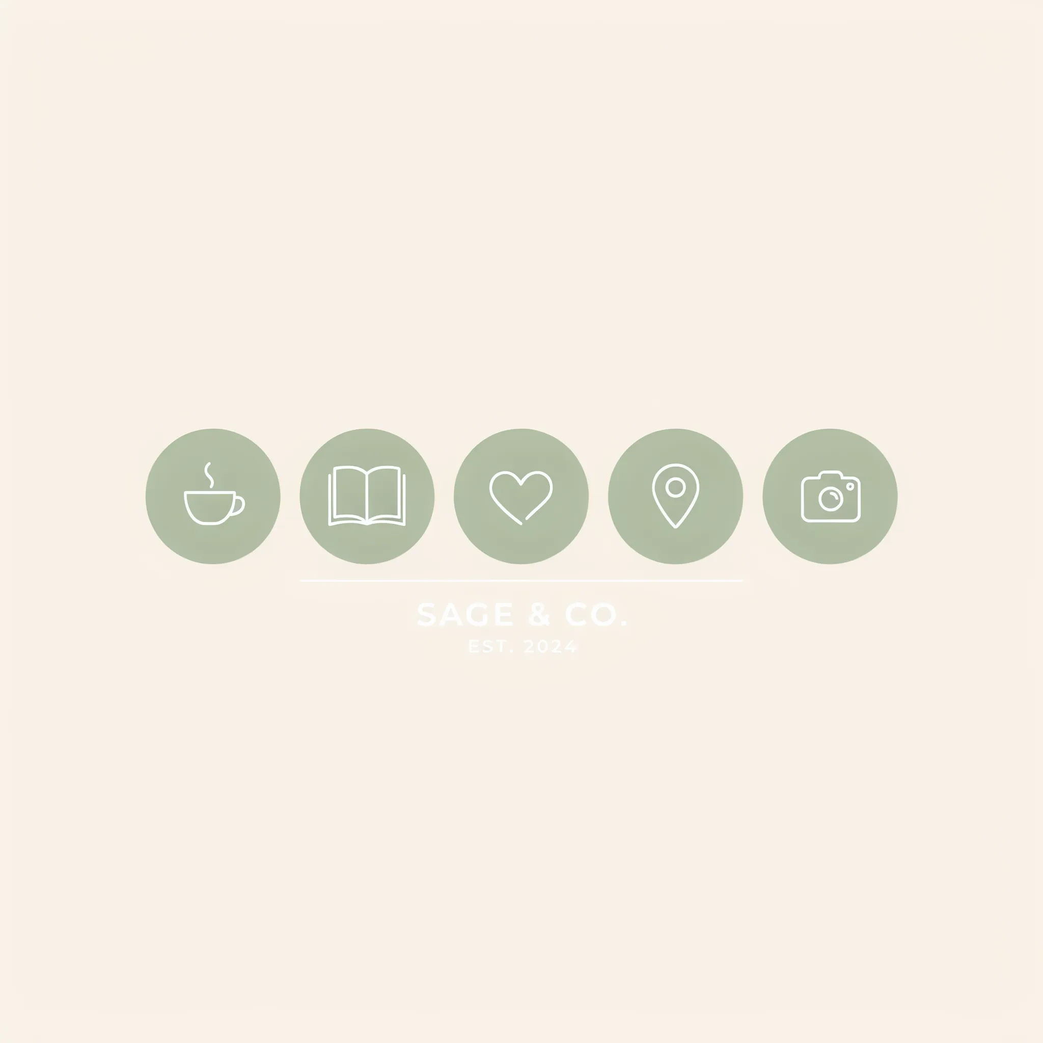 Set of matching white line-icon highlight covers on sage