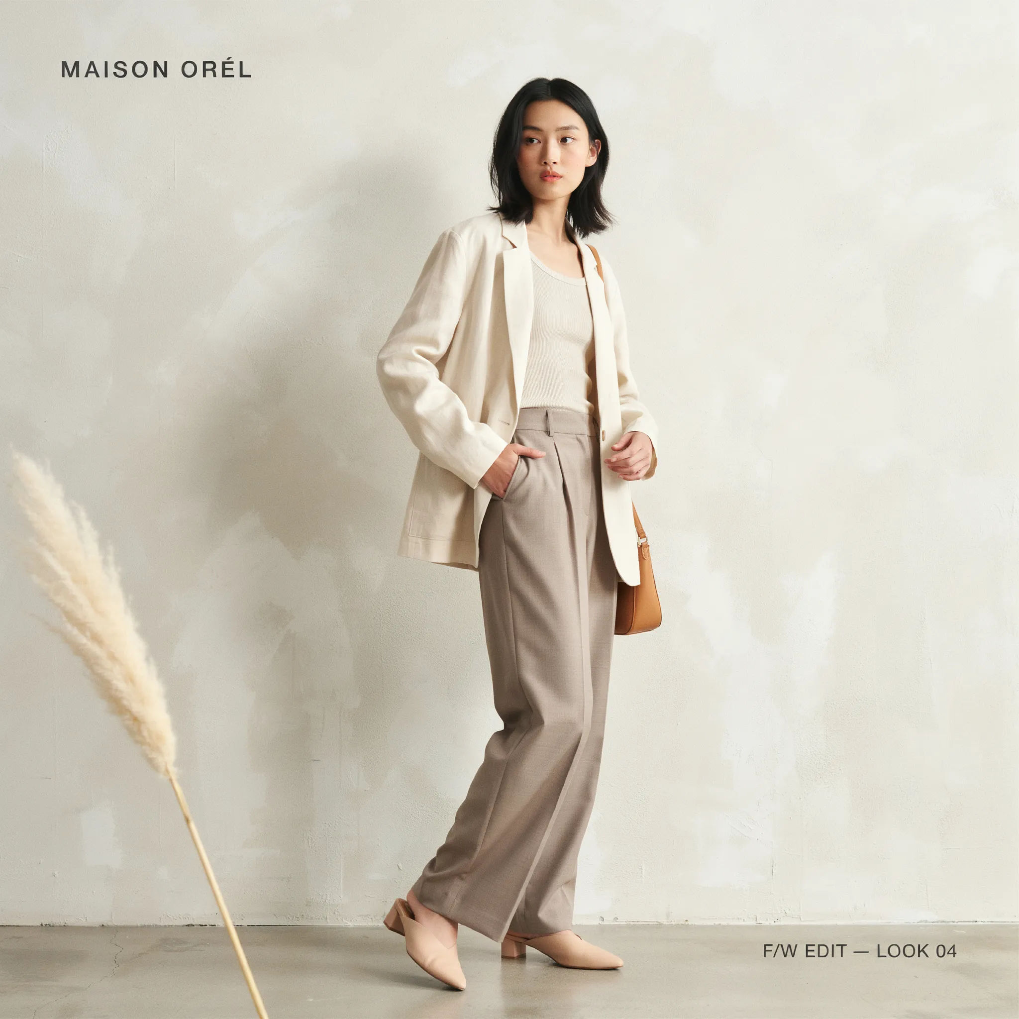 Vertical fashion lookbook Instagram post in neutral tones