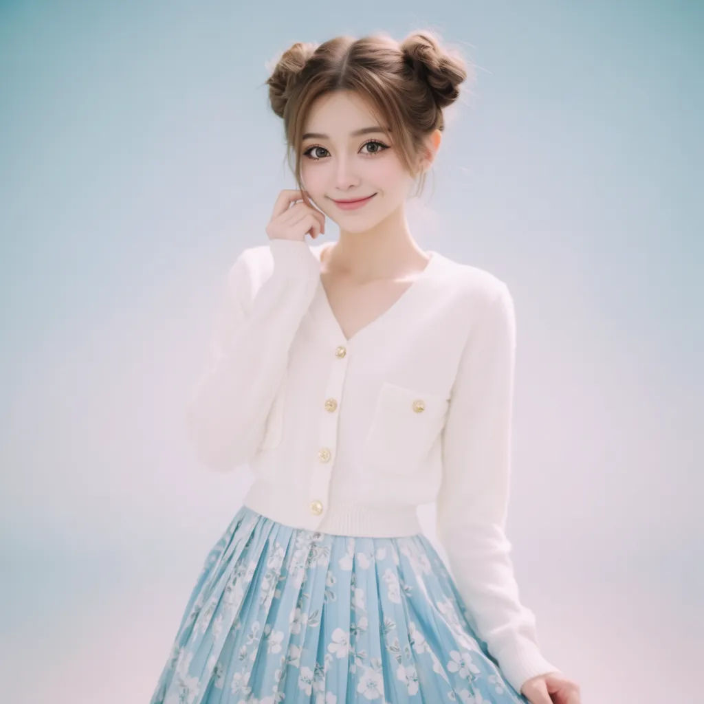 Original K-pop idol in a soft pastel concept portrait