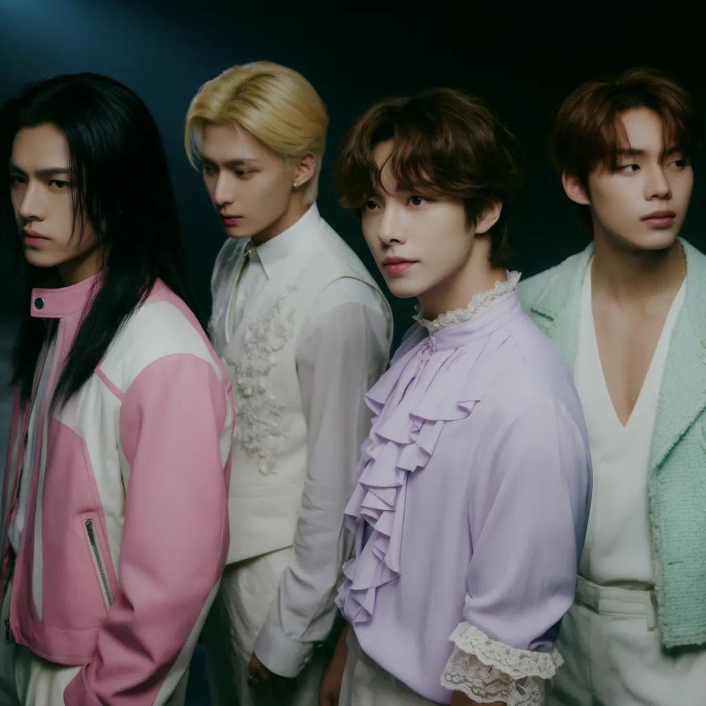 Original fictional K-pop group of four in a shared concept