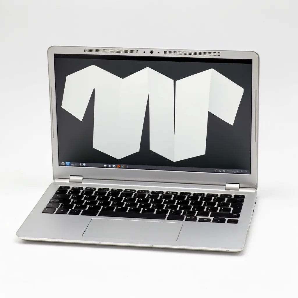 Laptop head-on on a clean studio sweep showing a screen