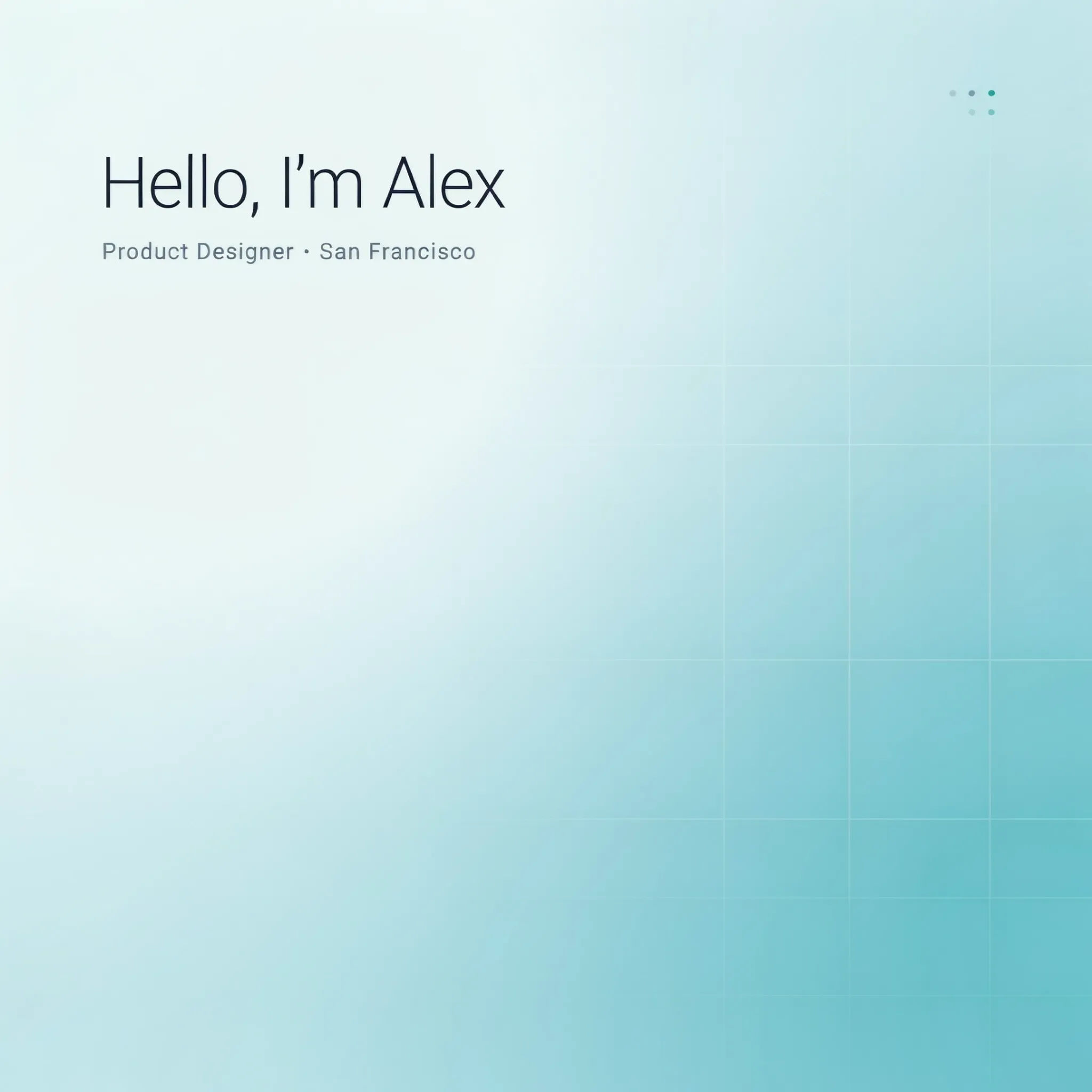 Clean LinkedIn banner with a soft blue-to-teal gradient and a faint grid