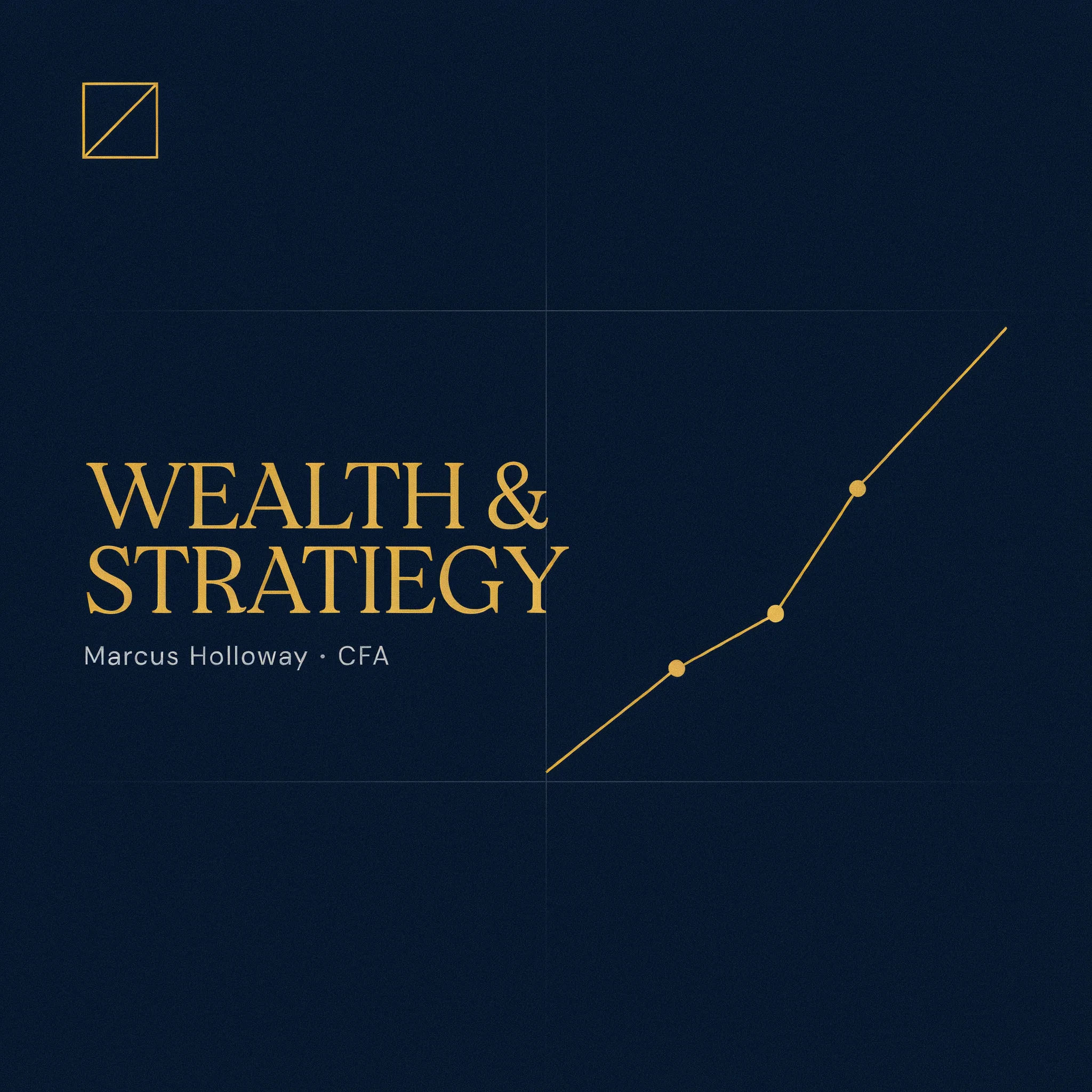Deep navy LinkedIn banner for finance with a subtle line-graph motif