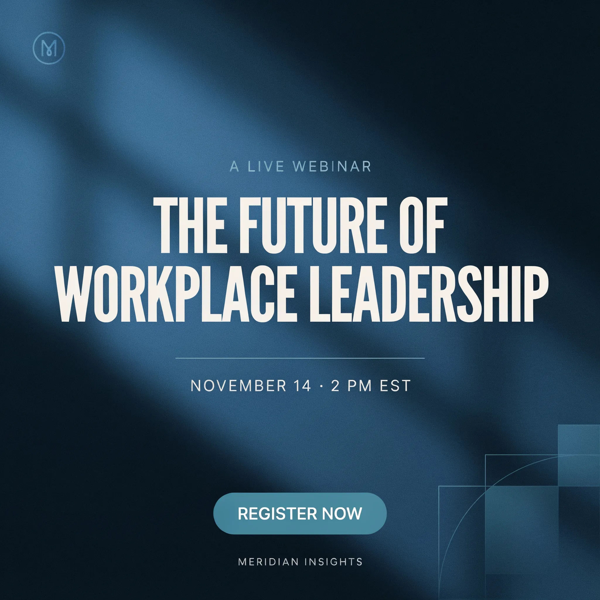 Landscape LinkedIn webinar promo with a clear title area