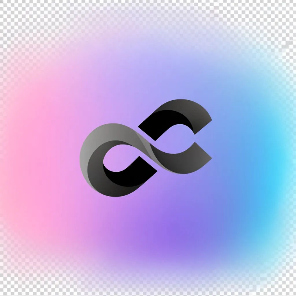 Emblem lifted off a gradient background onto a clear canvas