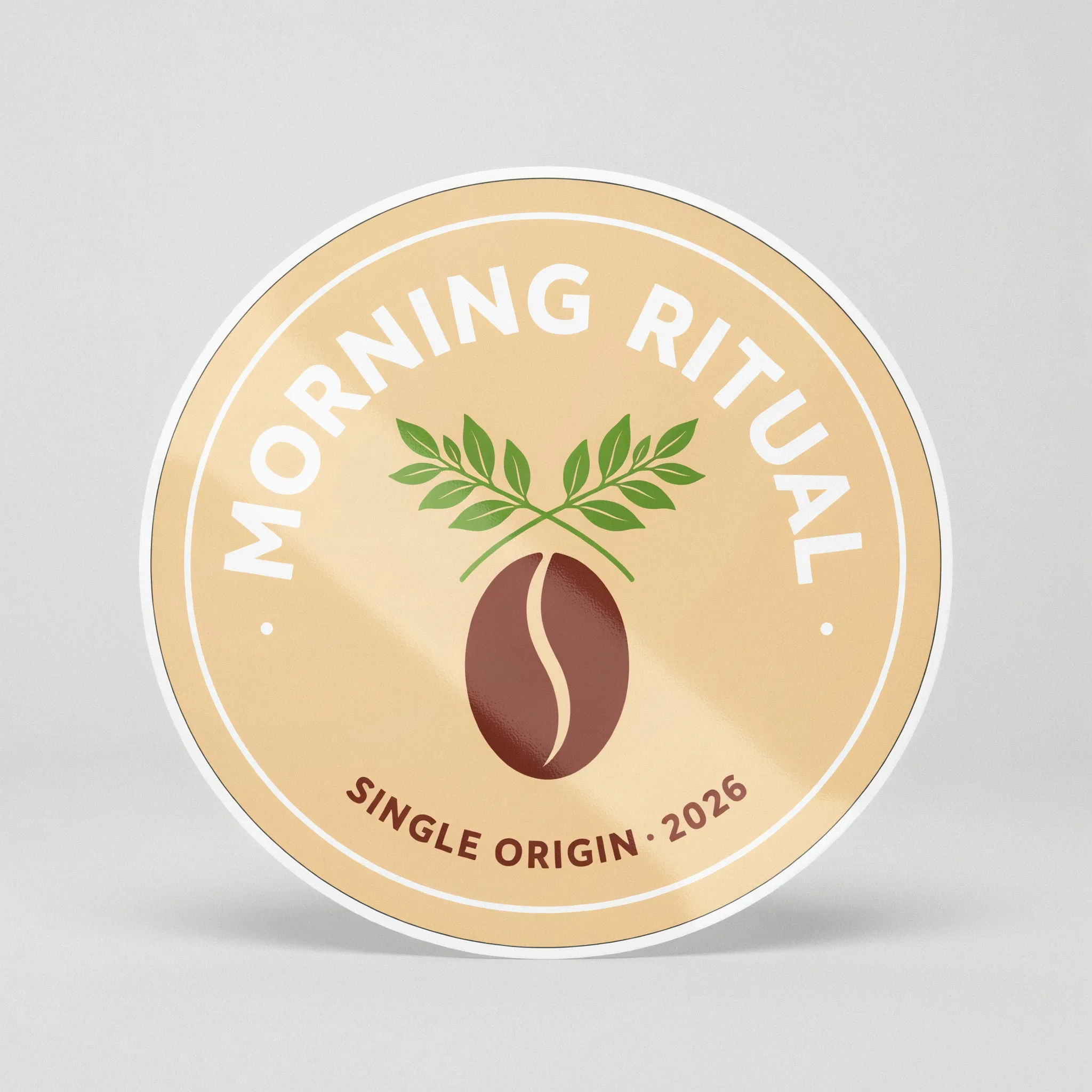 Logo sticker with a glossy vinyl finish and a thin white keyline