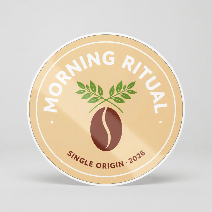 Adesivo de logo com acabamento de vinil brilhante e filete branco fino