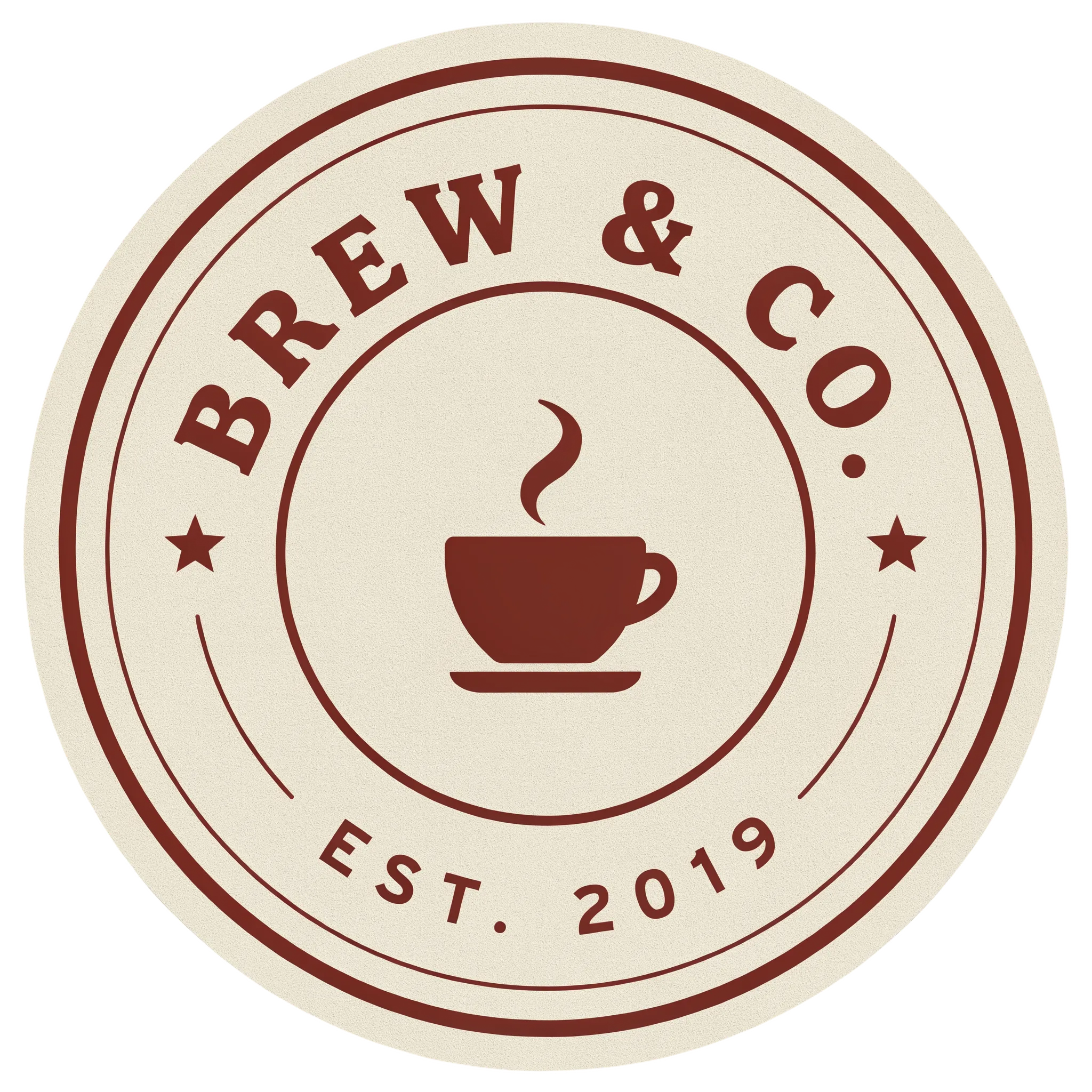 Logo set inside a circle-cut sticker badge with a coloured ring border