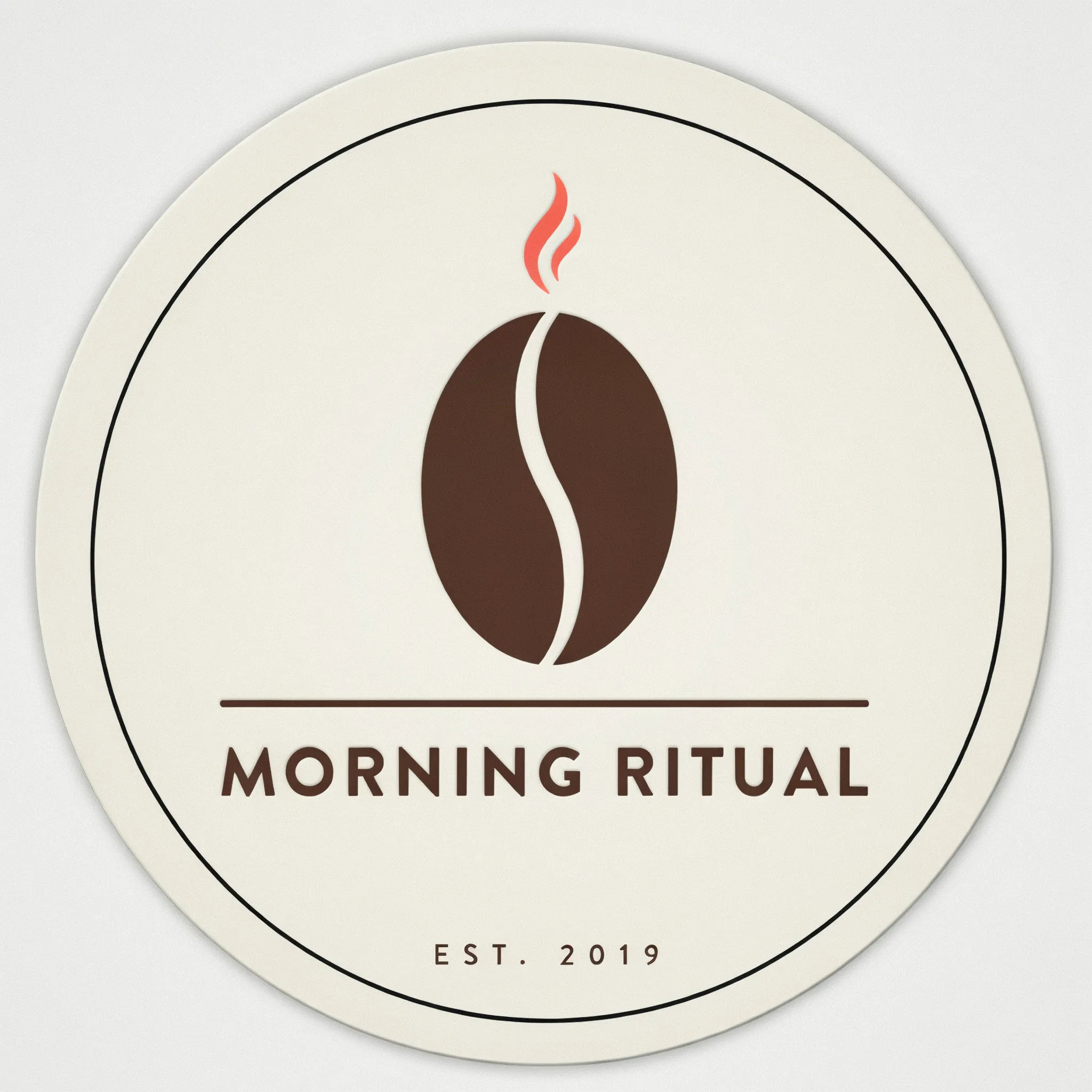 Logo as a matte flat die-cut sticker with a thin black keyline