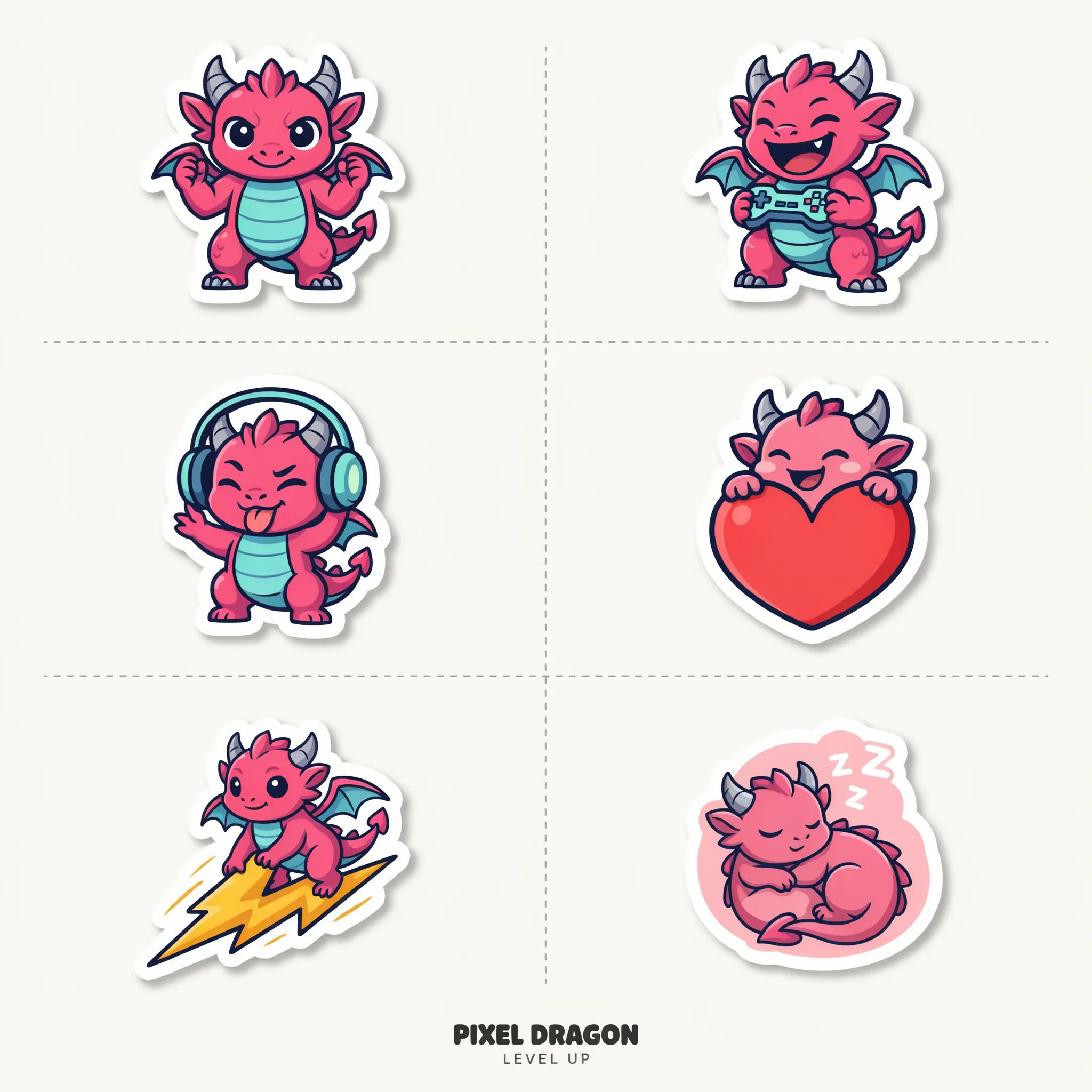 Sheet of die-cut vinyl stickers with a gaming mascot