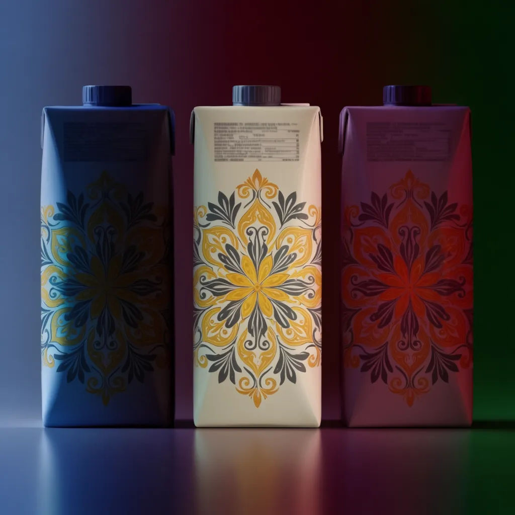Three carton flavor variants lined up on a gradient backdrop