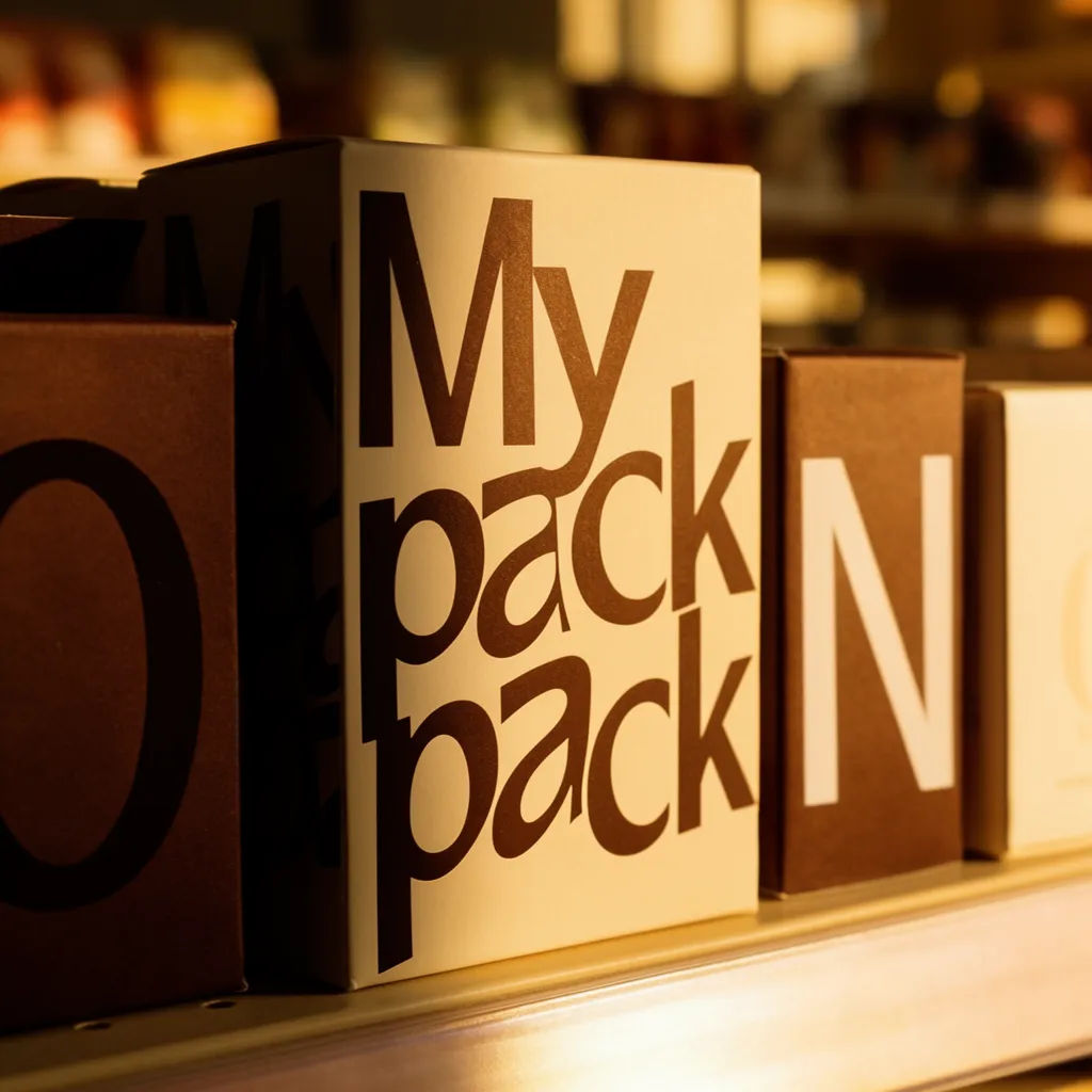 Product pack facing out on a retail shelf among neighbors