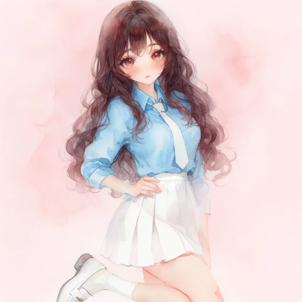 Watercolour anime portrait with muted palette