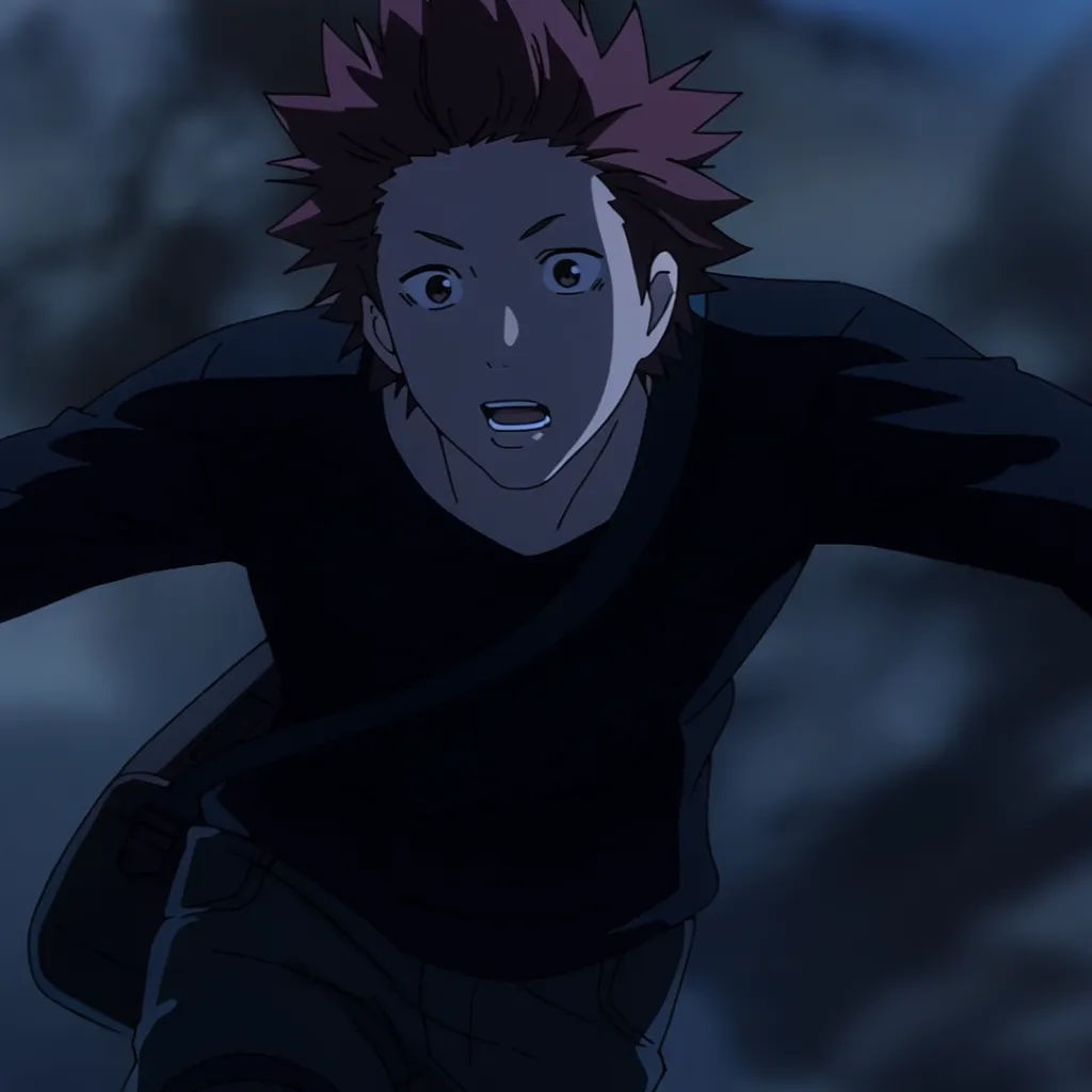 Anime action character with dynamic pose and speed lines