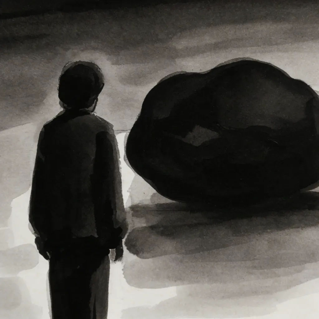 Photo converted to a minimal ink wash painting