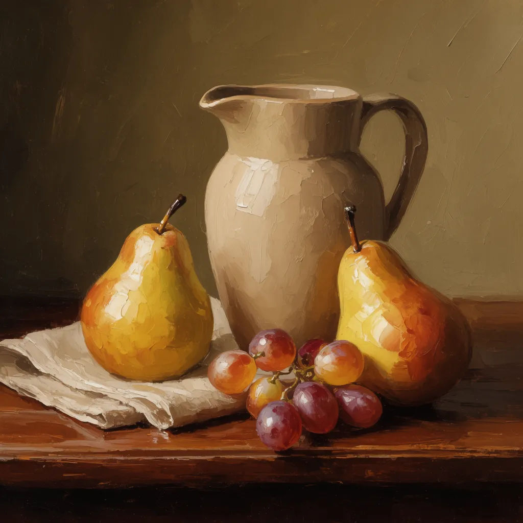 Still life repainted with thick palette knife impasto