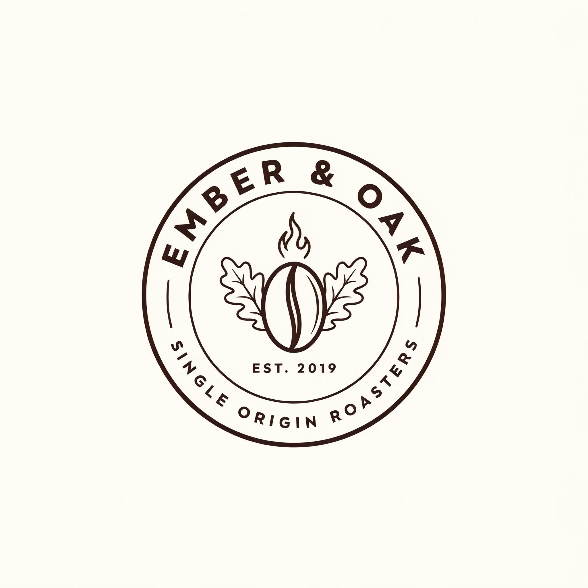 Circular single-color emblem logo for a coffee roaster