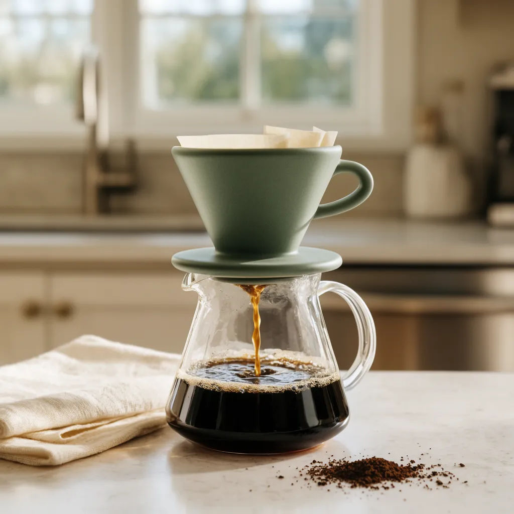 Product placed on a bright kitchen counter