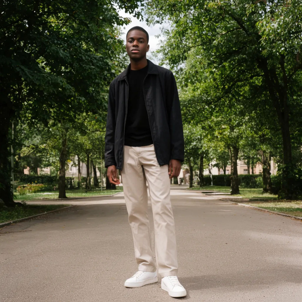 Park portrait with a background photobomber removed