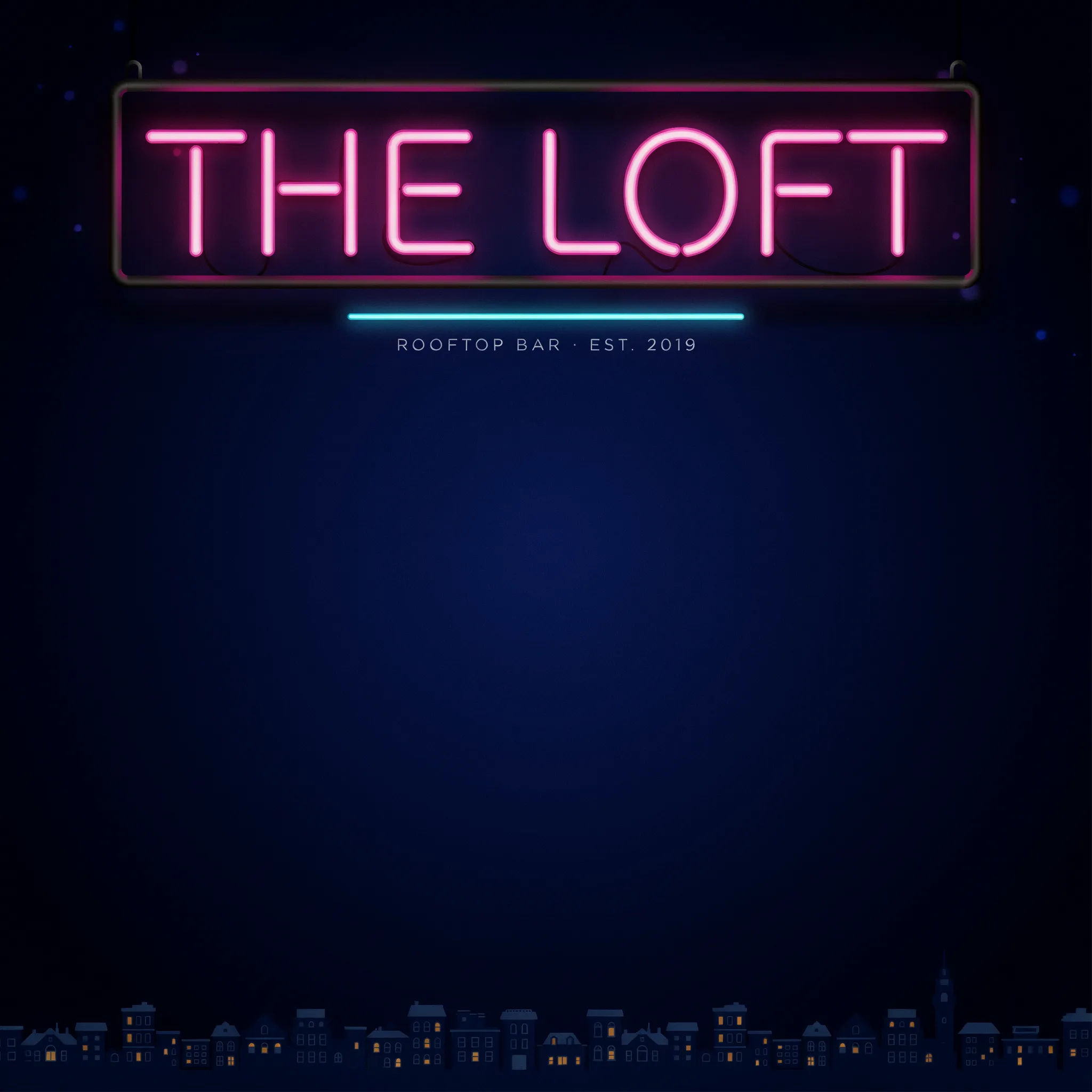 Neon-style bar geofilter with a top banner and clear centre