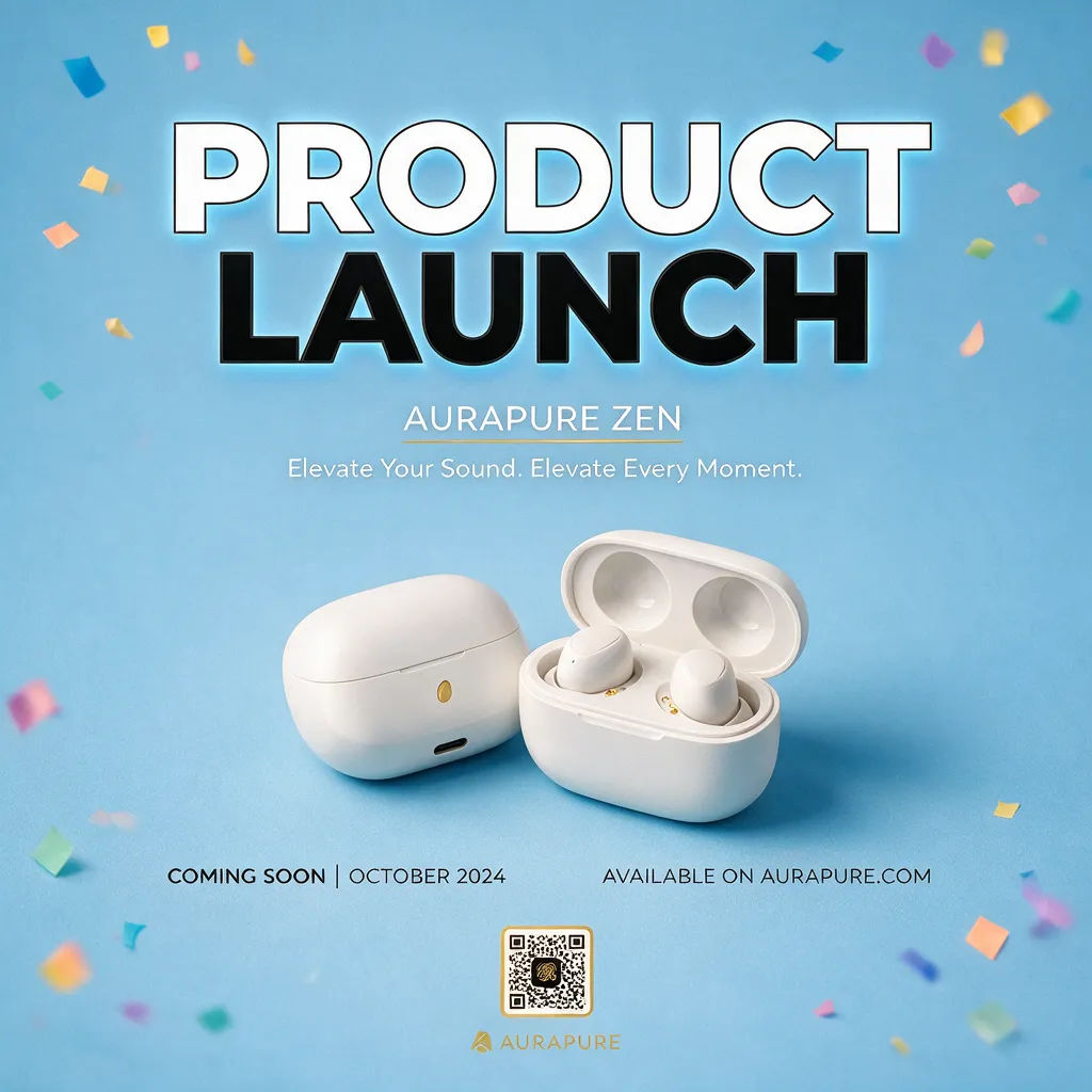 Clean product launch announcement post with confetti accents