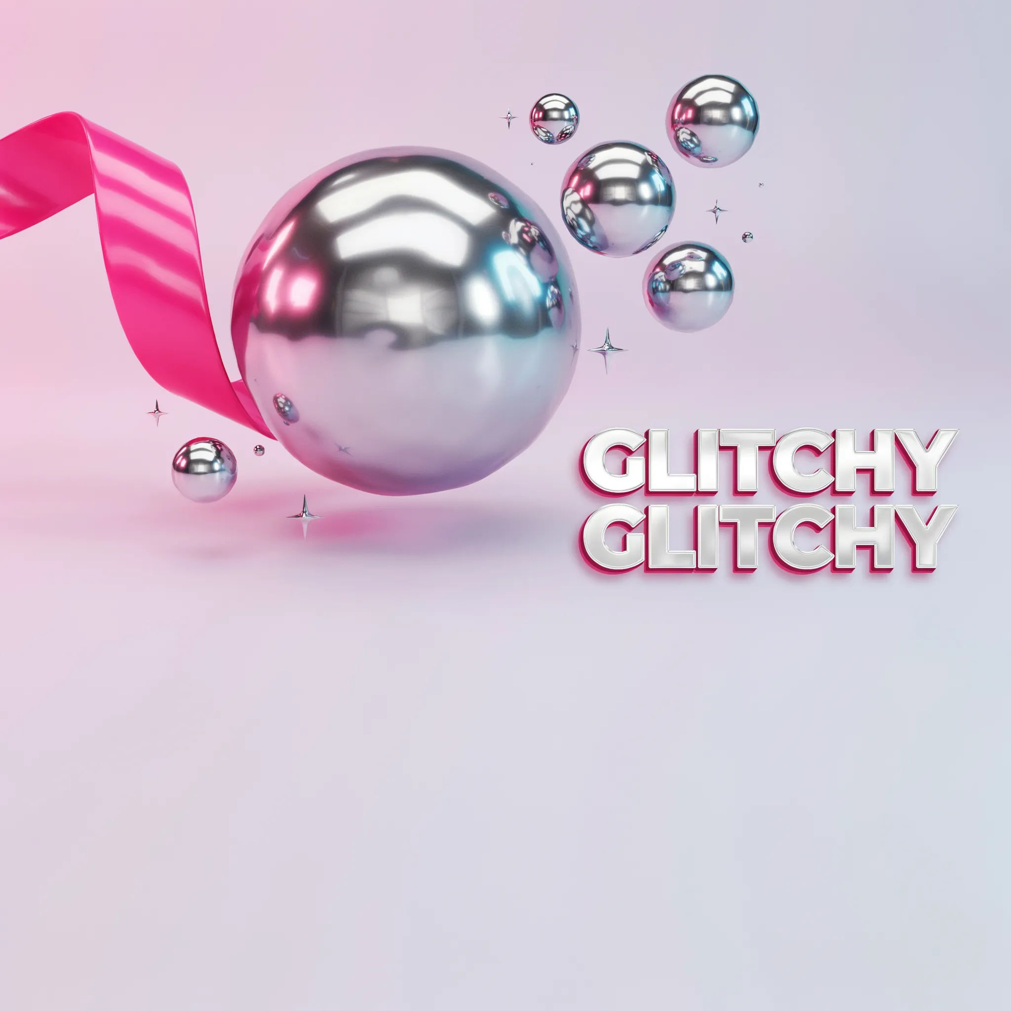Bright pink and chrome hyperpop SoundCloud banner