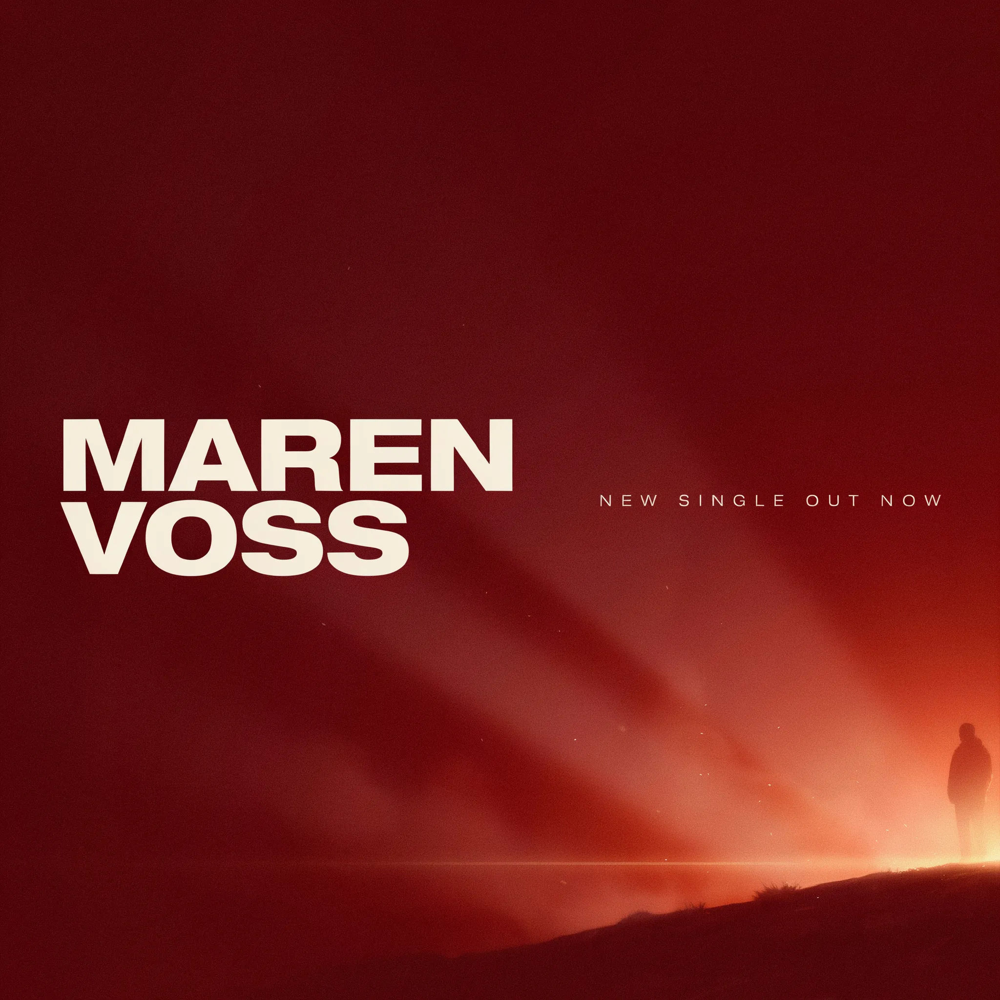 Deep red SoundCloud banner with an artist name and a new single tag