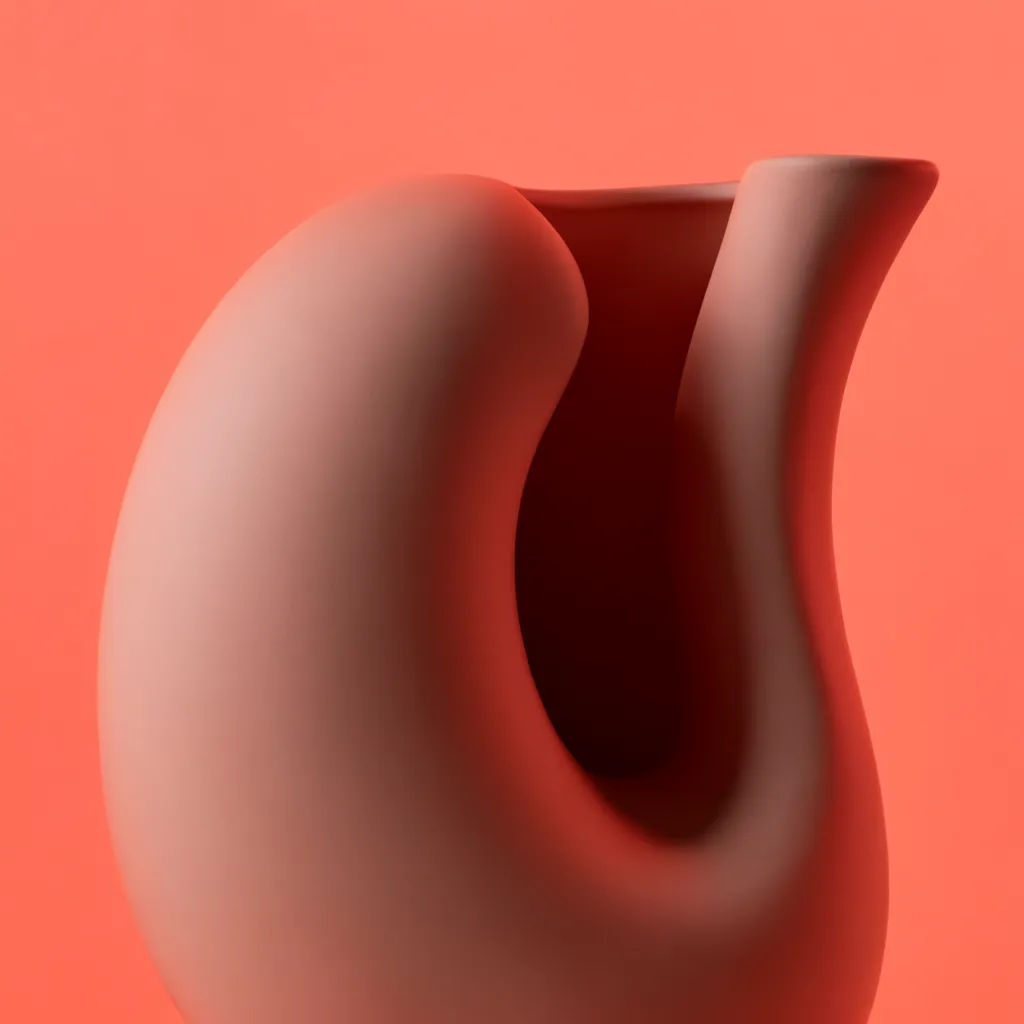 Subject cutout placed on a solid coral background