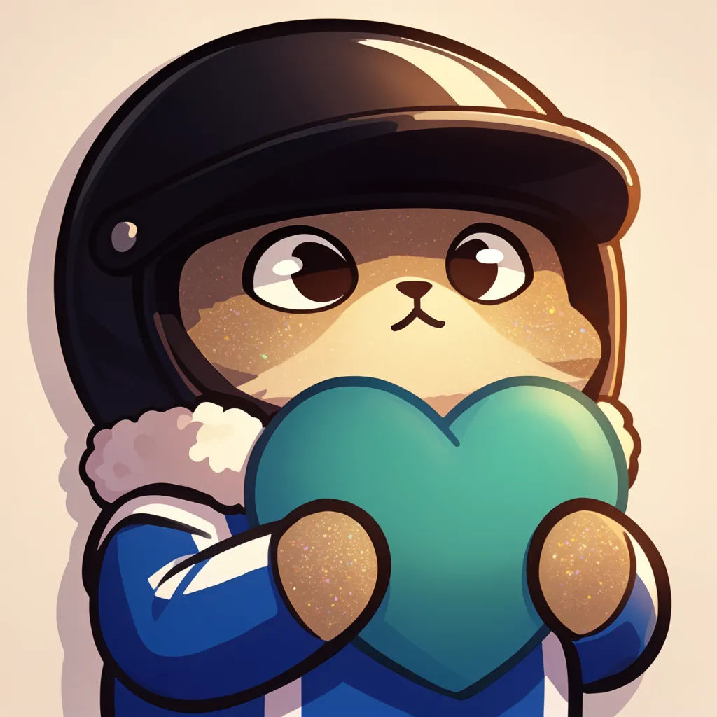 Cat mascot emote holding a big heart