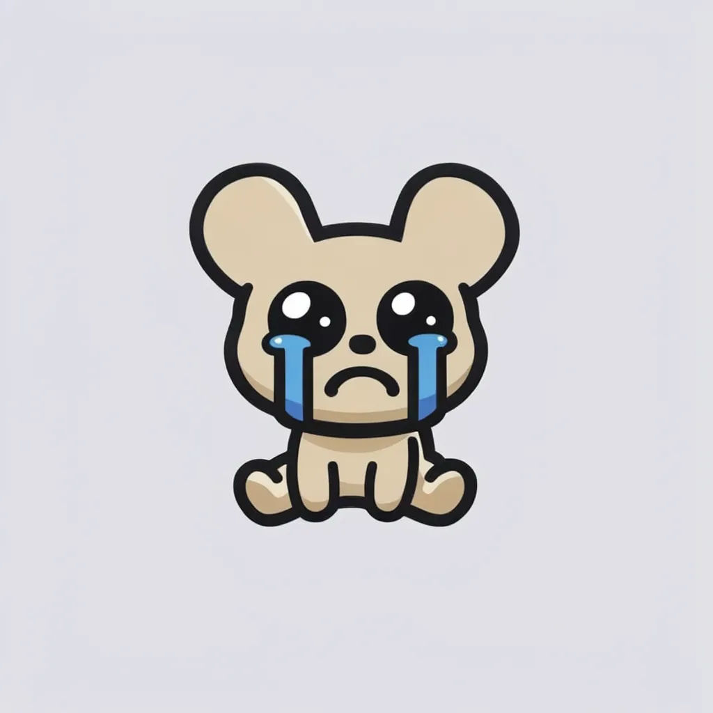 Cat mascot emote crying comedic tears