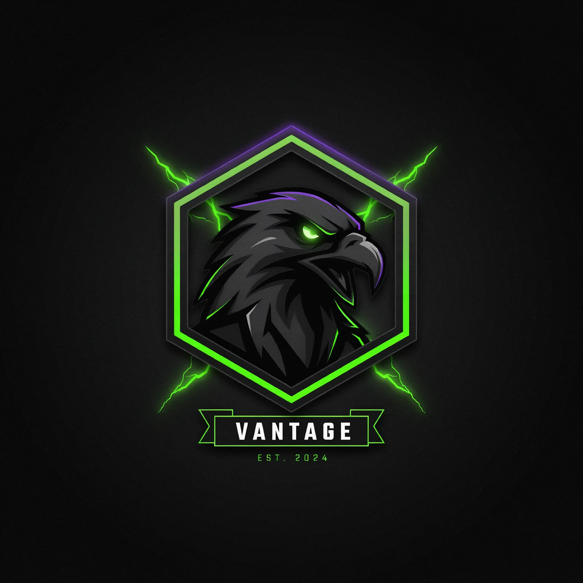 Esports Twitch logo with an eagle head in an angular crest