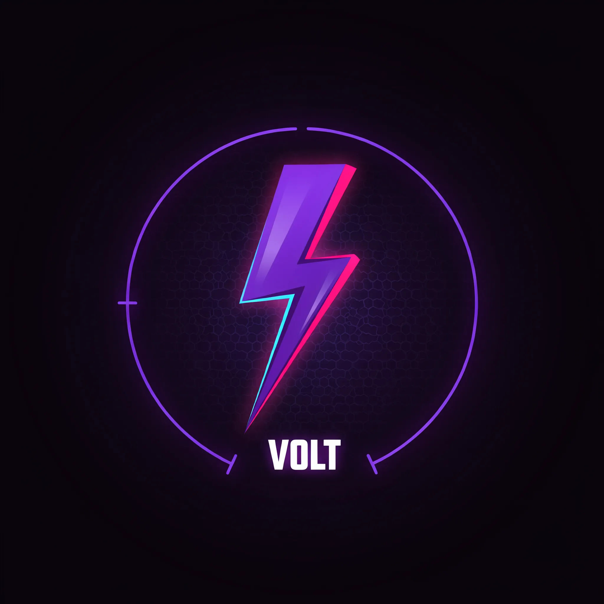 Minimalist neon Twitch mark with a glowing lightning symbol