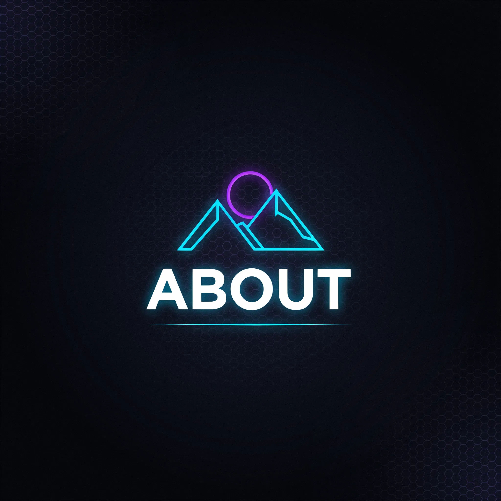 Dark Twitch About panel with purple and cyan neon glow