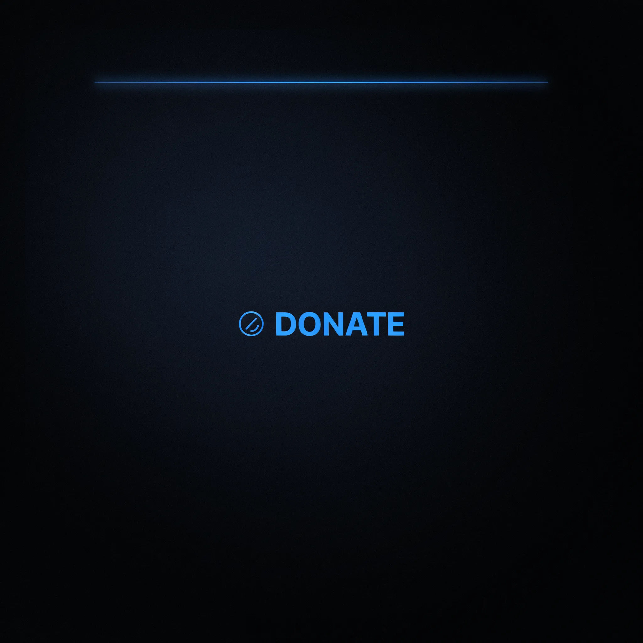 Dark minimalist Twitch donate panel with a blue accent line